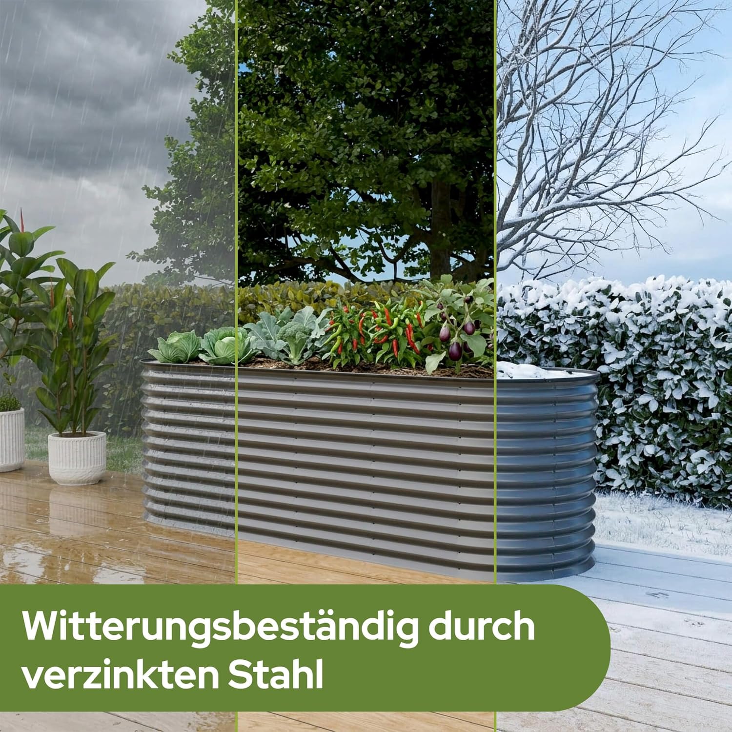 Detalle de Arebos Hochbeet oval Metall 240x80x78 cm Anthrazit – langlebiges, bequemes Gemüse- und Blumenbeet aus verzinktem Stahl