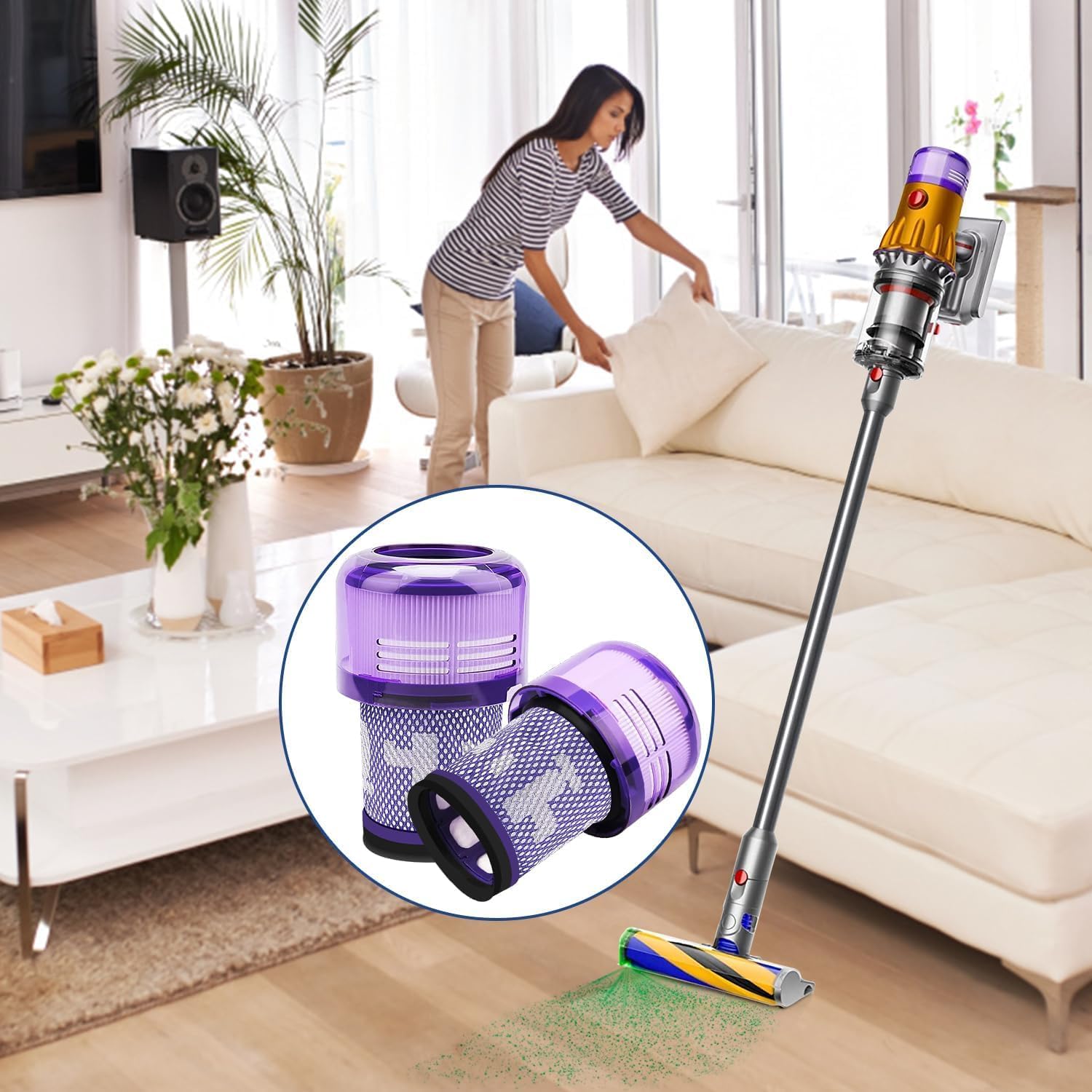 Thumbnail 6 de Laukowind 2er-Set Ersatzfilter für Dyson V12 (Waschbar) – passend für V12 Detect Slim & V12 Slim