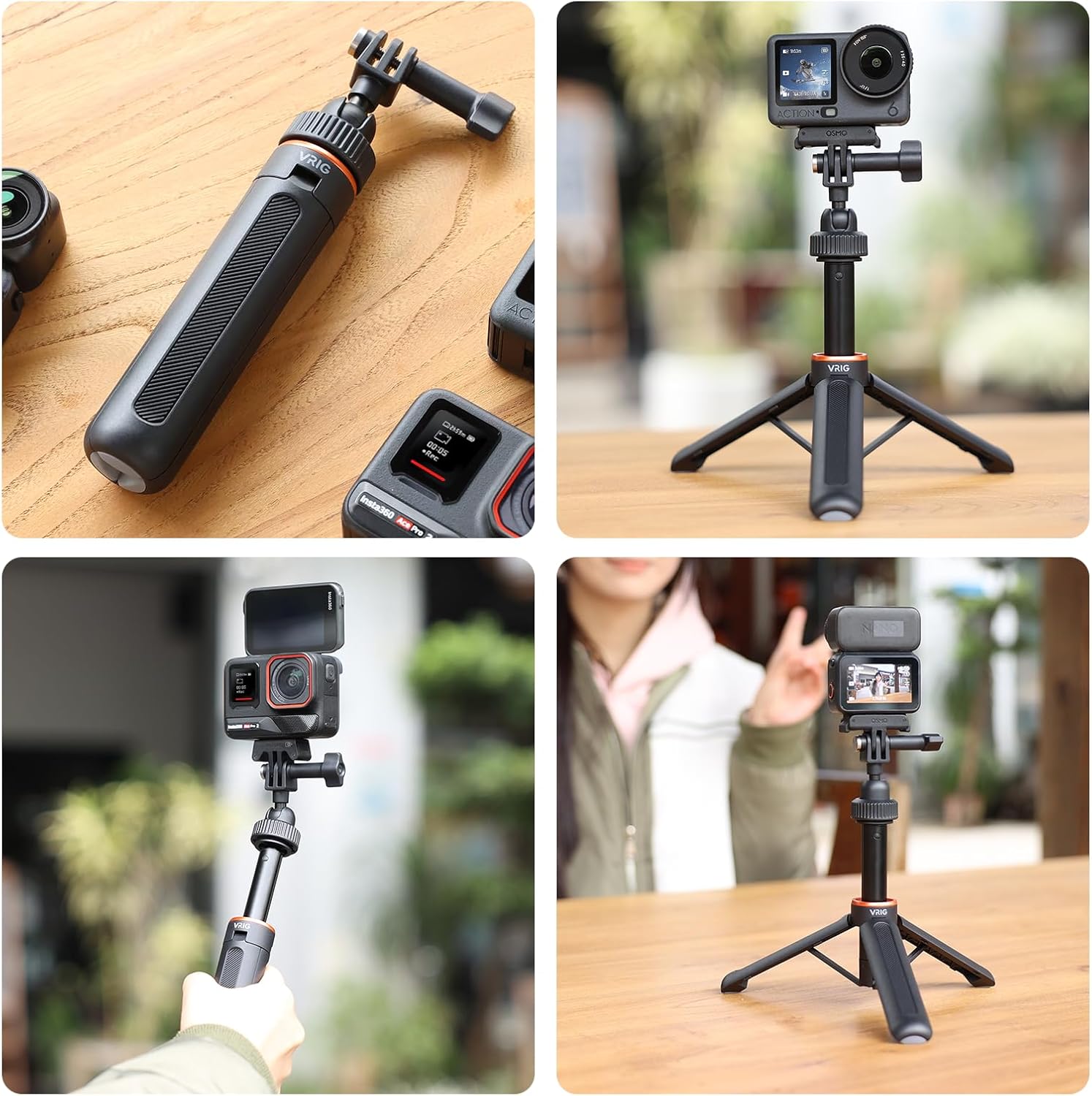 Thumbnail 6 de VRIG 40cm Selfie-Stick Stativ für Action Cam – 2‑Polige Halterung, verlängerbar bis 40 cm