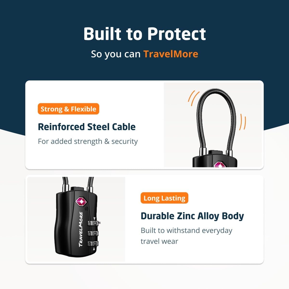 Thumbnail 4 de 2-Pack TSA Combination Cable Luggage Locks 2-Pack