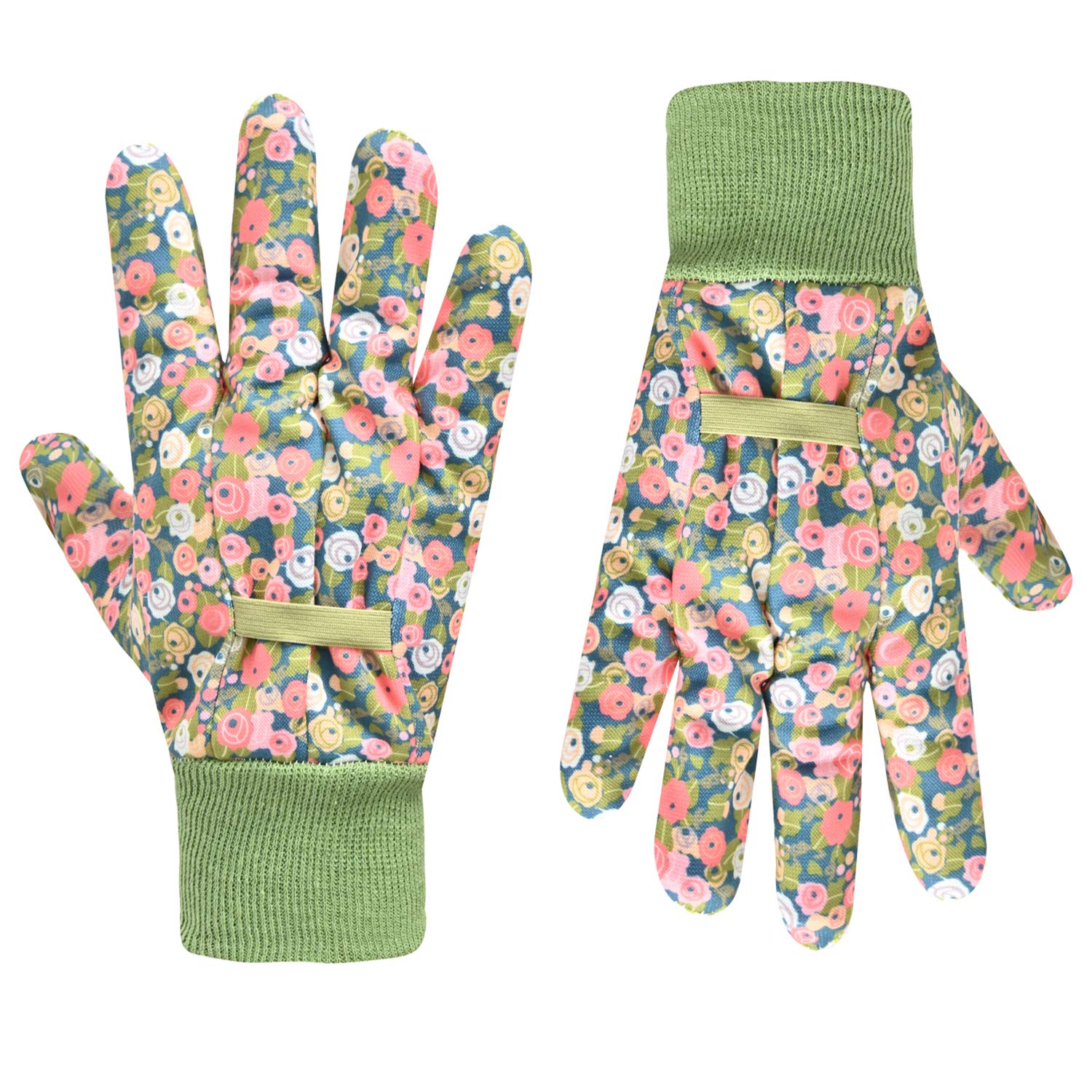 Detalle de Hanzapor Women Gardening Gloves: 2 Pairs of Comfortable, Breathable, Non-Slip Work Gloves (Small/Medium, Green)