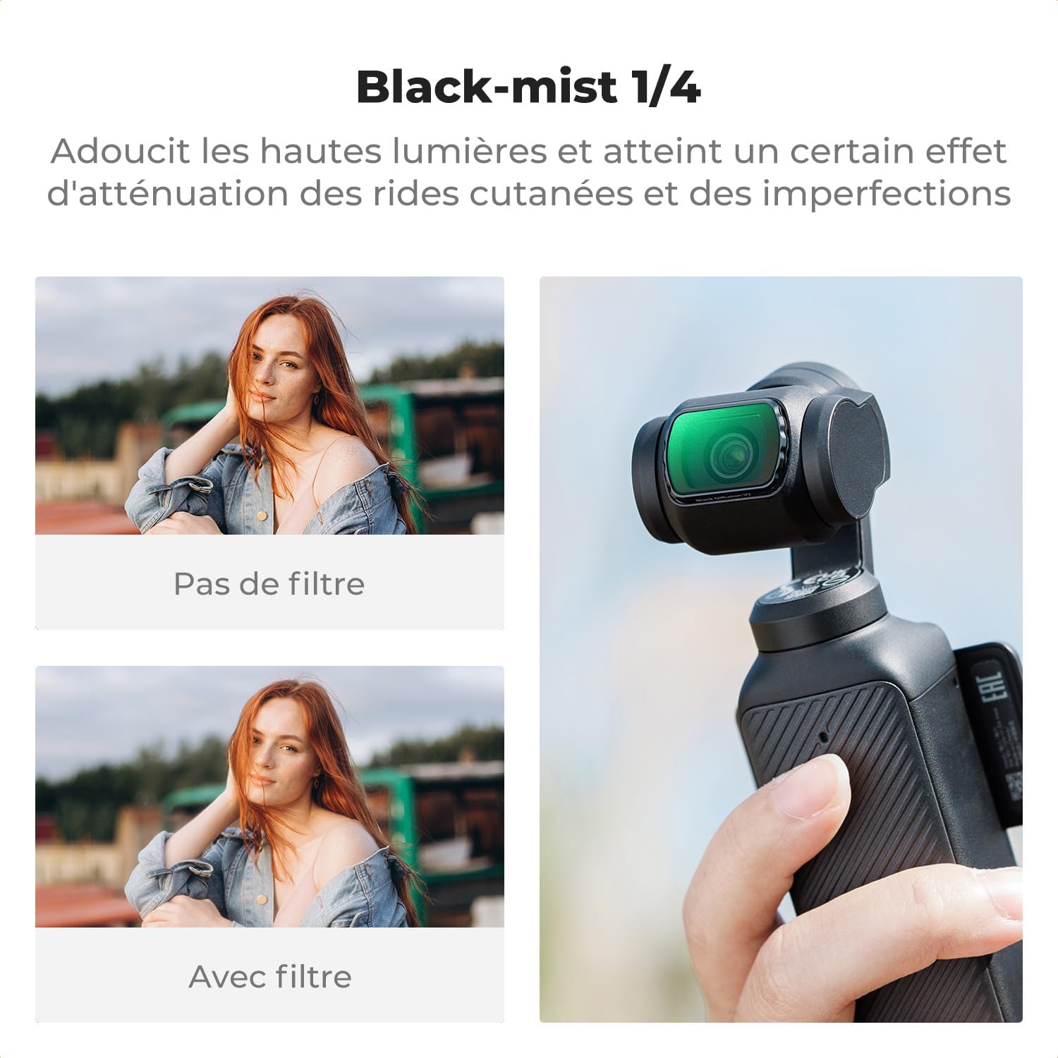 Thumbnail 2 de K&F CONCEPT Filtre 4-en-1 pour DJI Osmo Pocket 3 – Black-Mist 1/4, Natural Night, Blue Streak, Étoile + film écran