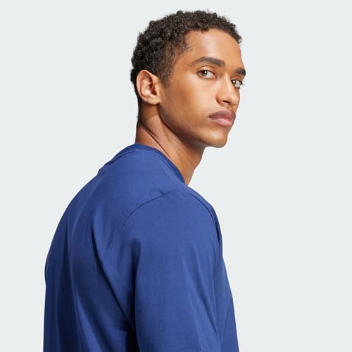 Detalle de ADIDAS Uomo Essentials Linear Jersey Shirt – Dark Blue/White, taglia S