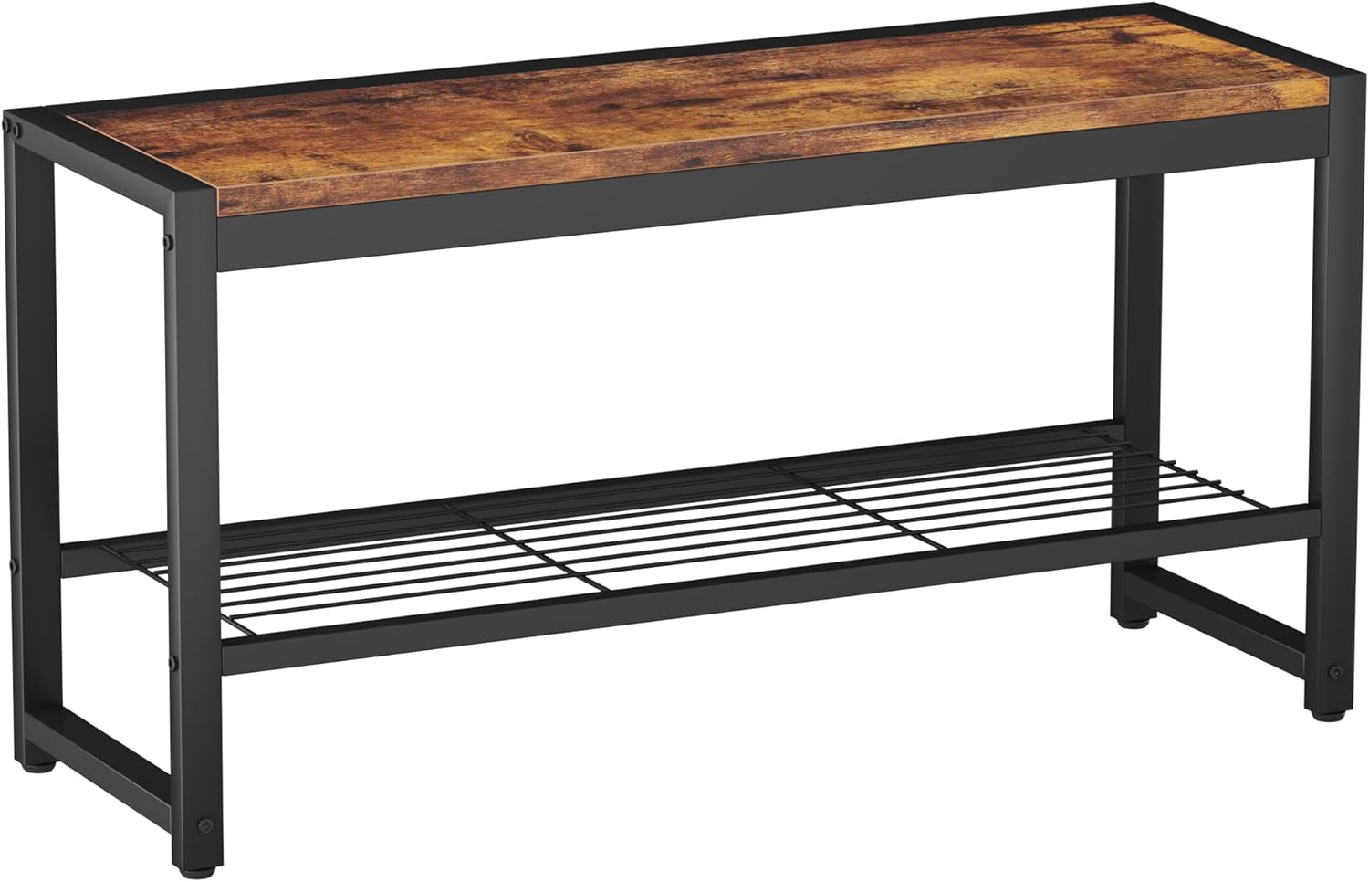 Detalle de HOMEFORT HB-XD572-A-BBR03 Shoe Bench, Rustic Brown MDF Top and Metal Frame