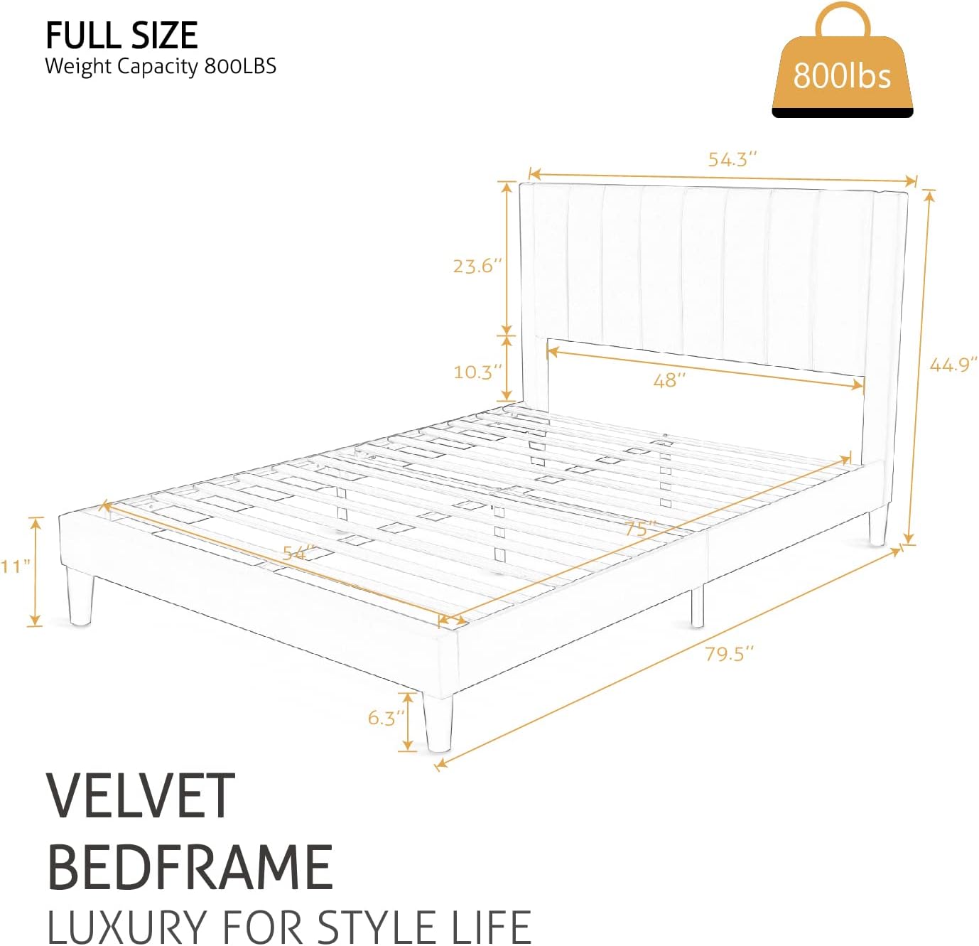 Detalle 2 de SHA CERLIN Full Bed Frame, Velvet