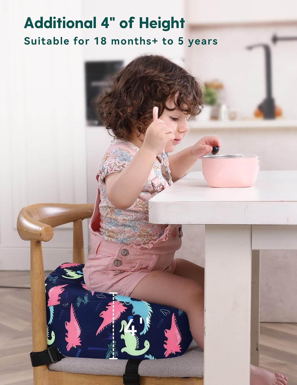 Thumbnail 2 de Babelio Ergo-Designed Booster Seat Dining Chair in Blue Dino for Toddlers (18 Months to 5 Years)
