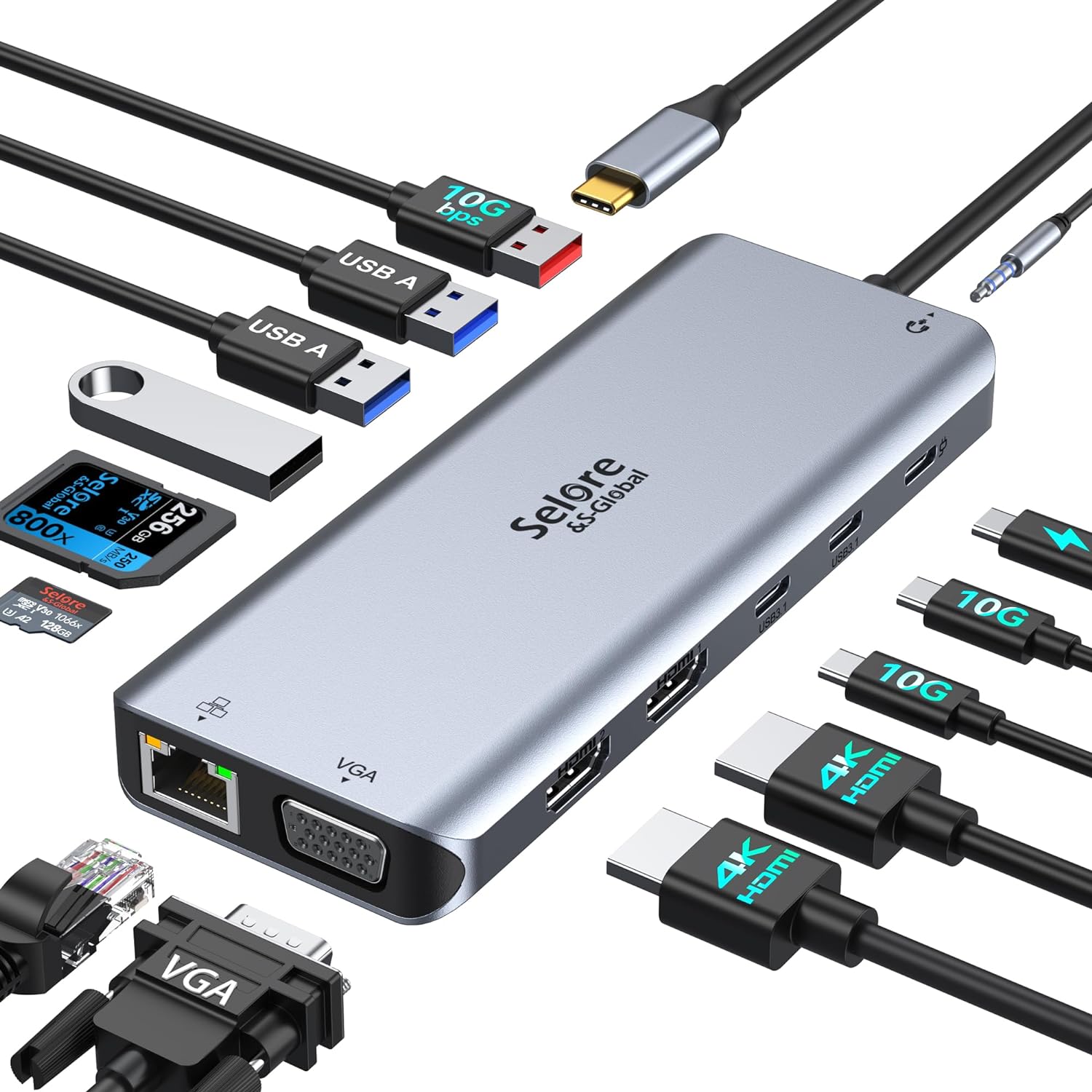 Detalle de USB C Dockingstation 14 in 1