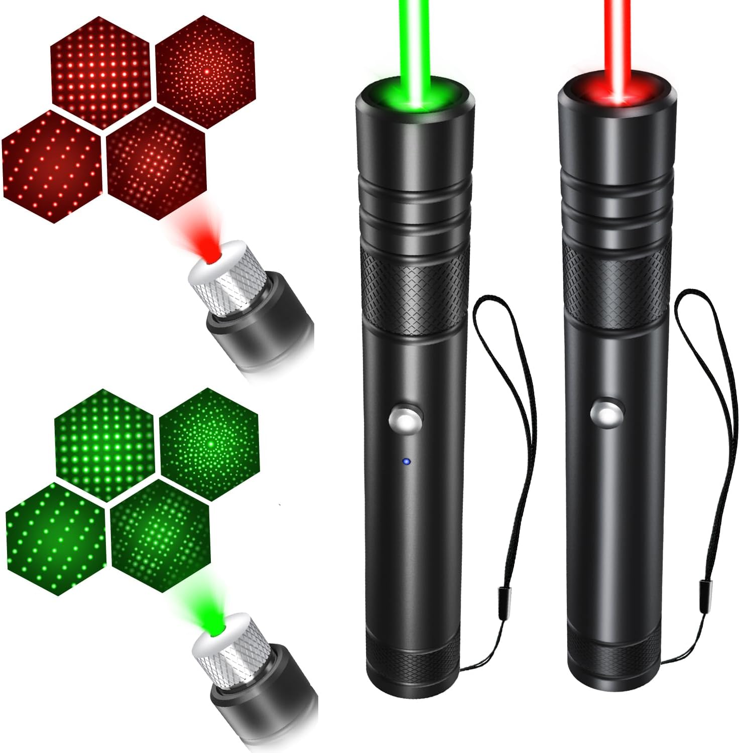 Detalle de MIPREZT Rechargeable Green and Red Laser Pointer Set, 2-Pack, Aluminum