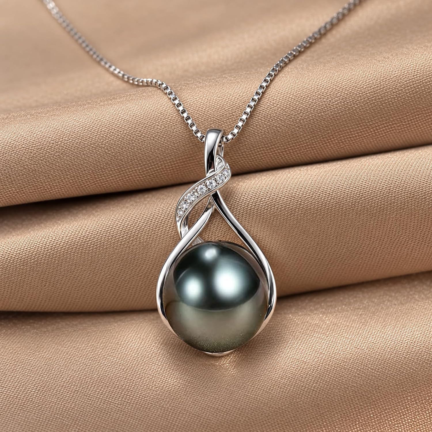 Thumbnail 1 de NONNYL Tahitian Black Pearl Necklace 9-10mm