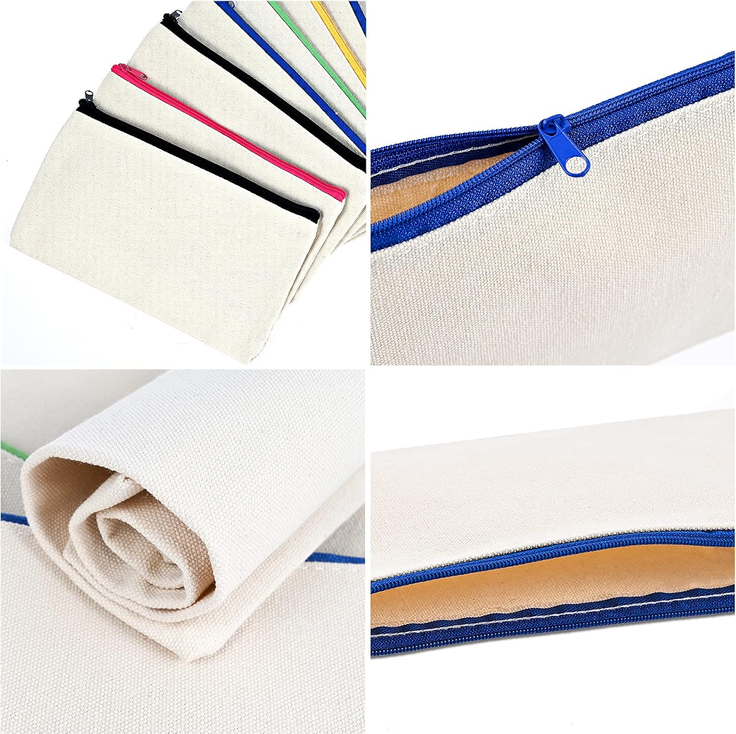 Detalle de Cieex DIY Stoff Federmäppchen Blanko Set – 15 Stück, Leinentaschen mit Stiften (21 × 12 cm)