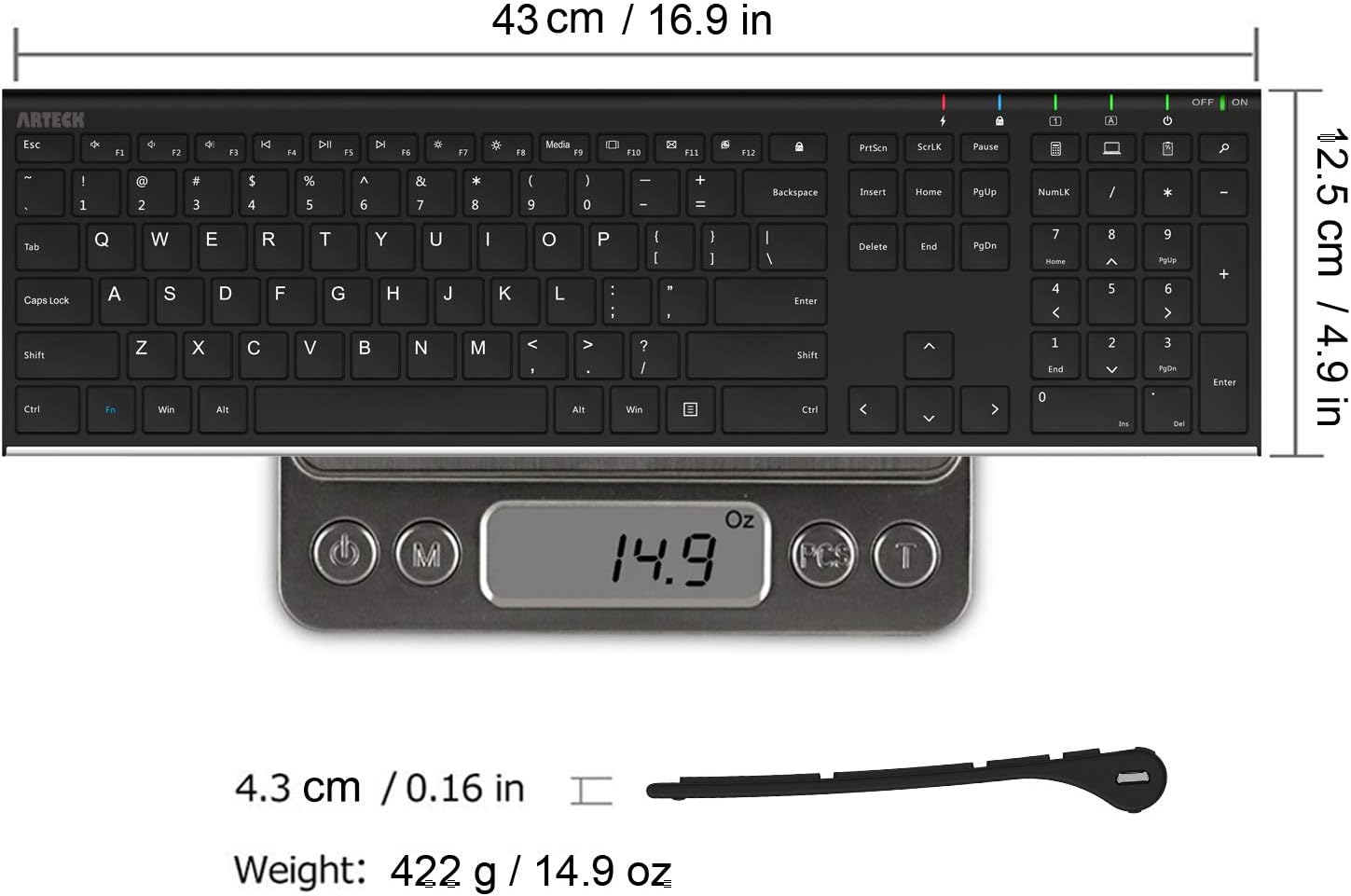Thumbnail 5 de Arteck Stainless Steel 2.4G Wireless Keyboard