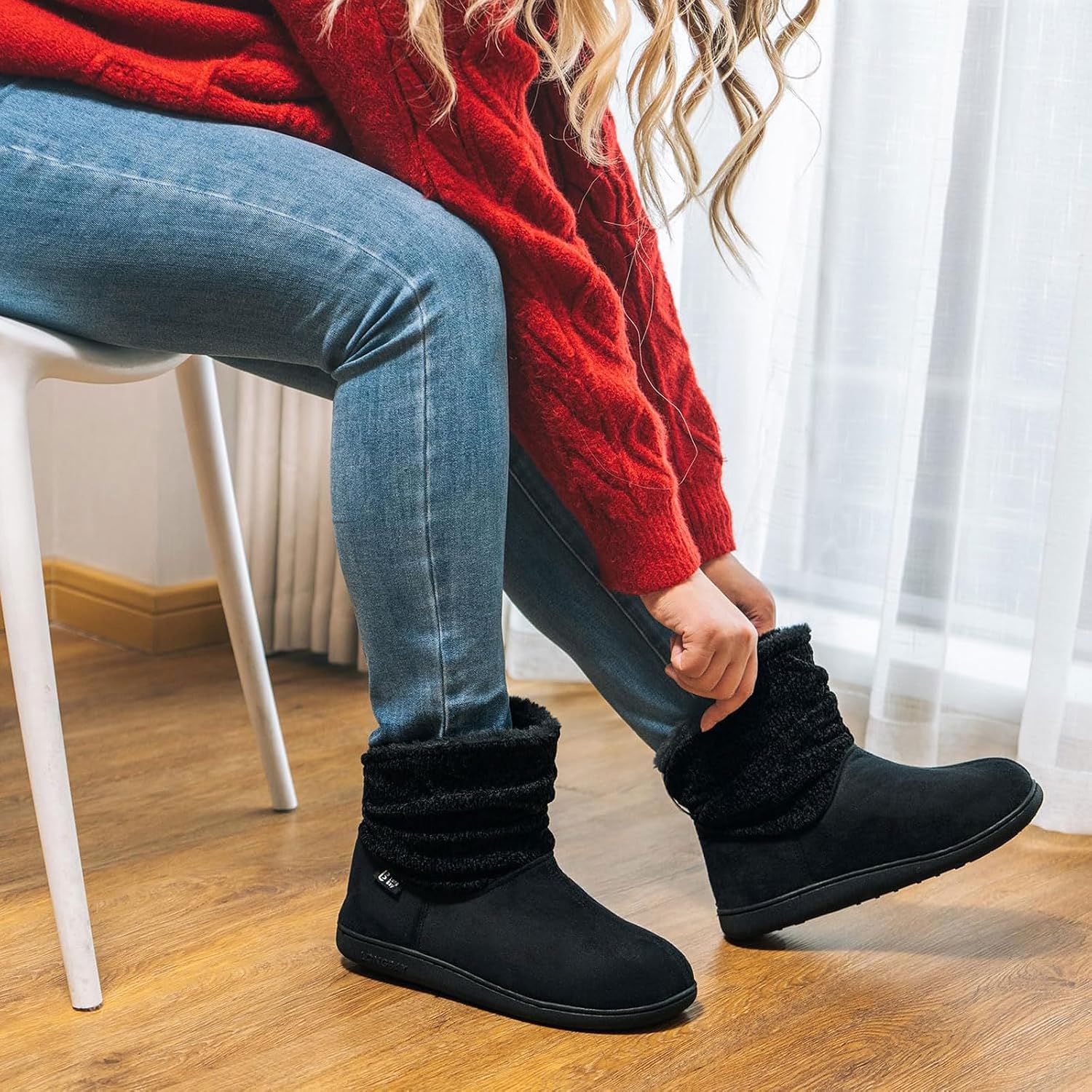 Detalle 2 de LongBay Women's Chenille Knit Bootie Slippers 🎀