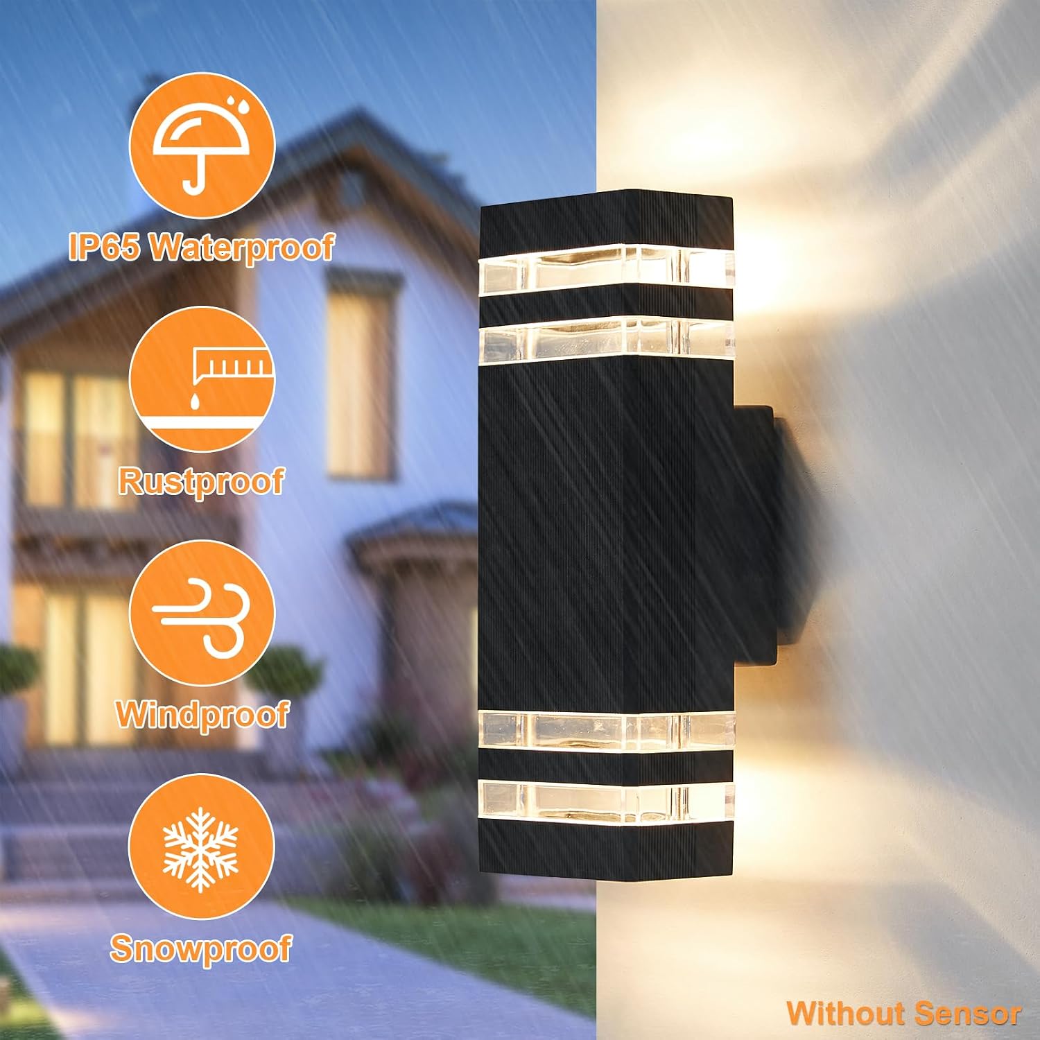 Thumbnail 1 de CELAVY Outdoor Wall Lights: Mains-Powered Up-Down LED Porch Light (IP65, Black)