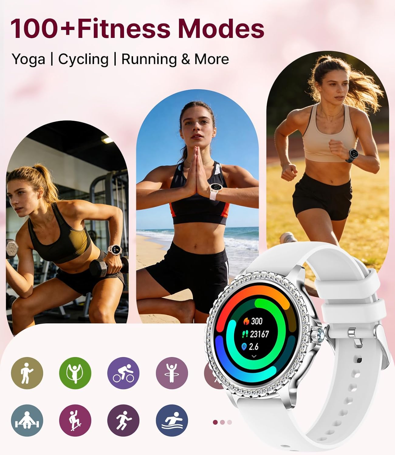 Detalle 2 de LIGE Women's Smart Watch 1.32" HD Diamond Screen with Bluetooth Calls and Heart Rate Monitoring