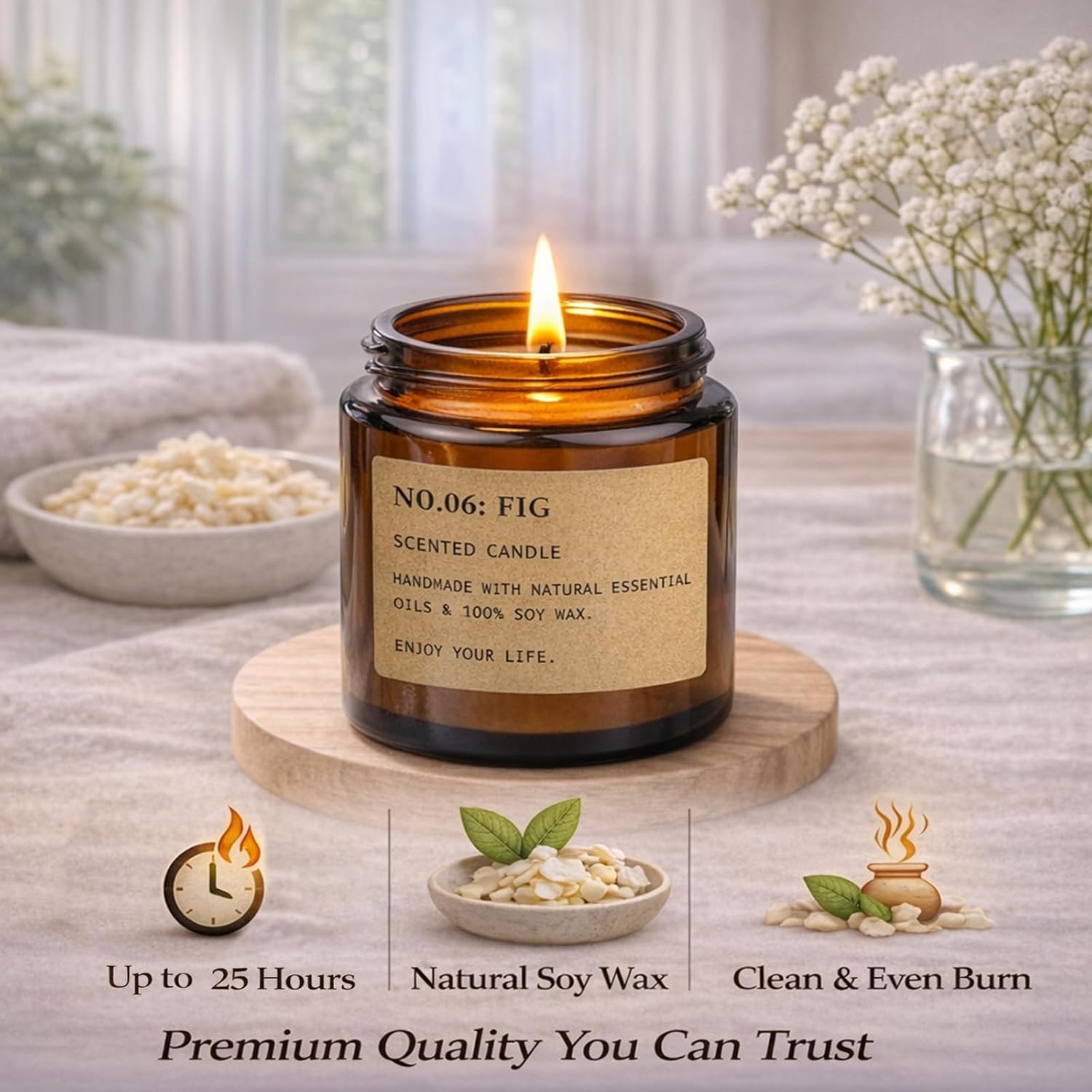Detalle de Scented Candles for Home: 8-Pack Soy Wax Gift Set in Vintage Amber Jars