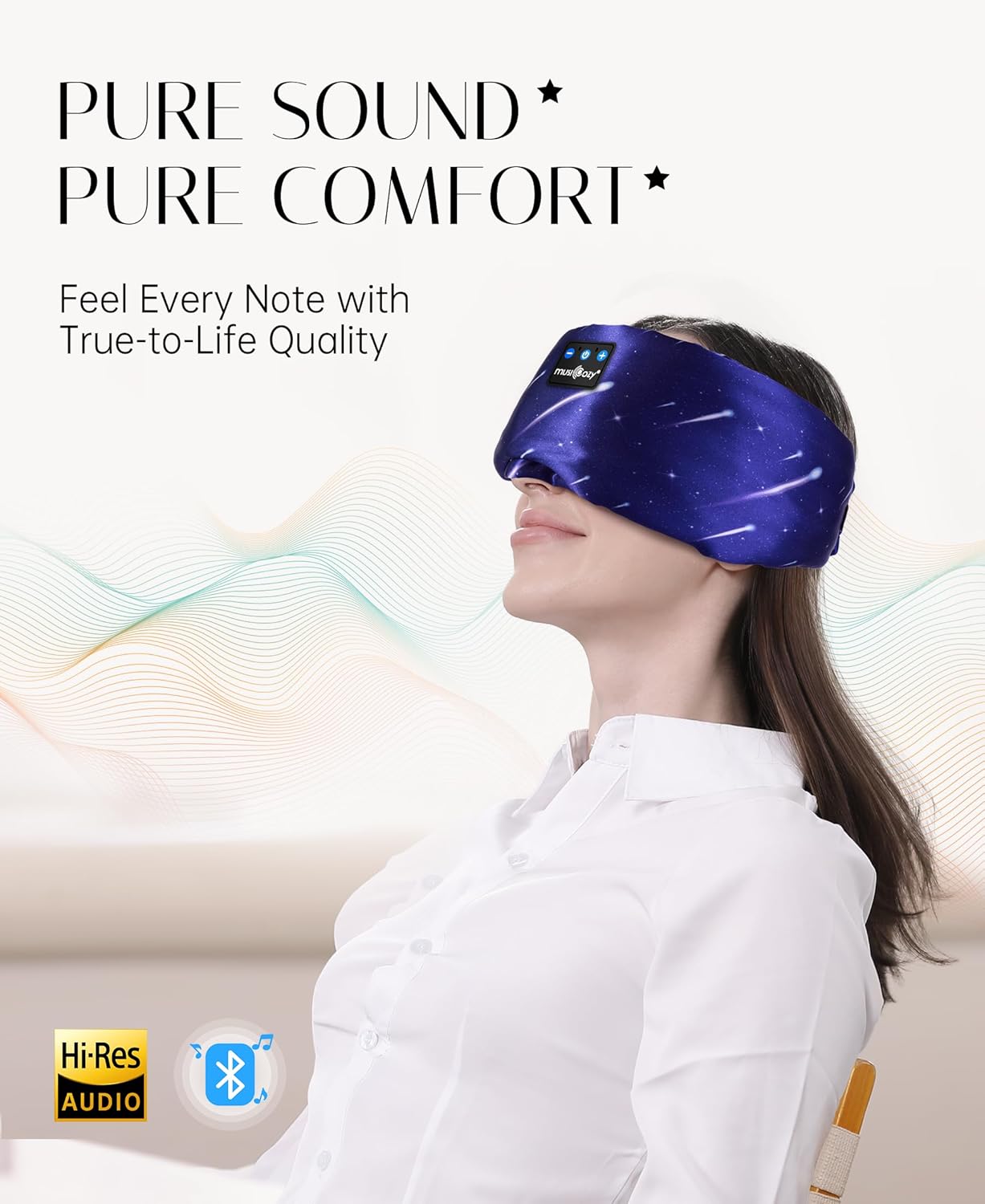 Thumbnail 3 de Musicozy Sleep Mask Headphones with Silk Eye Mask and Bluetooth Audio