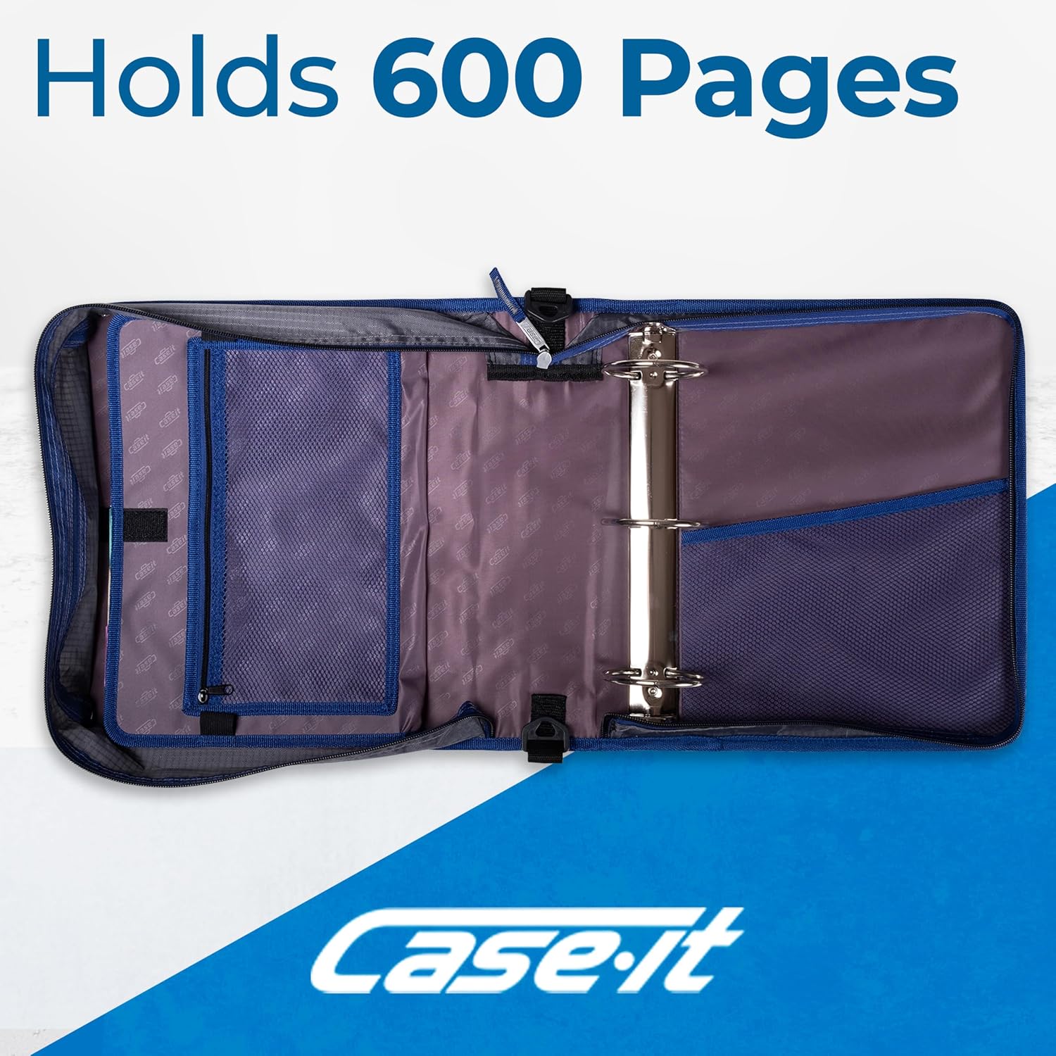 Detalle de Case-it School Zipper Binder, 3-Inch O-Rings