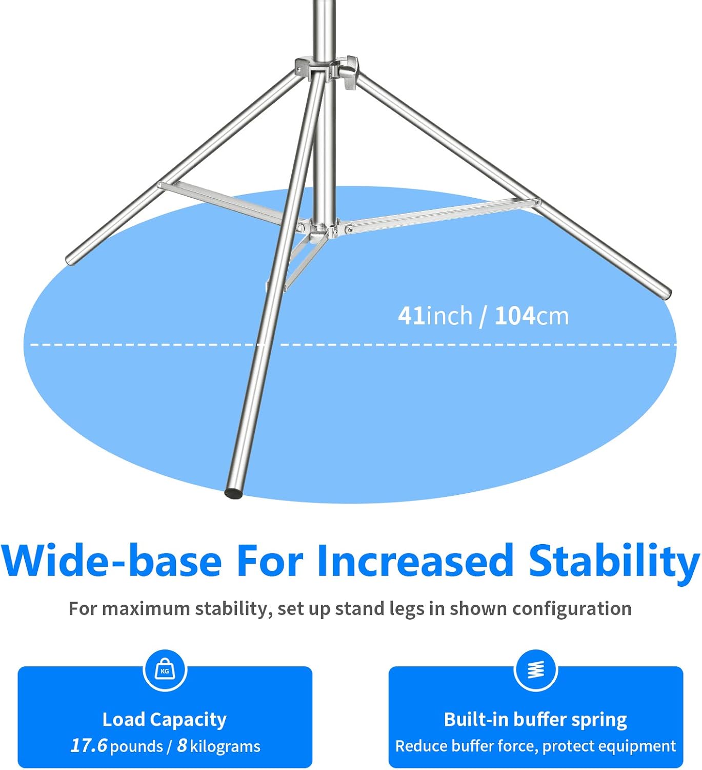 Thumbnail 3 de NEEWER 118\"/3m Stainless Steel Light Stand with Spring Cushion + 1/4\" to 3/8\" Universal Adapter