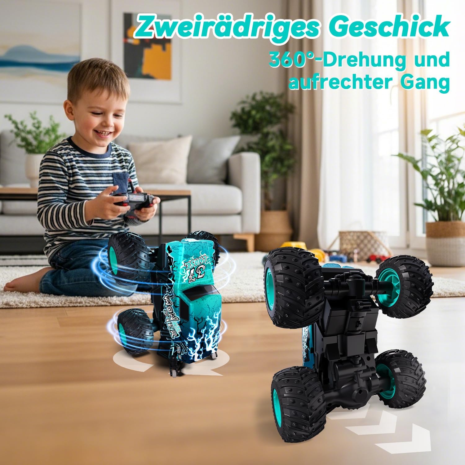 Thumbnail 2 de PENGBU RC ferngesteuerter Monstertruck (2,4 GHz) mit 360°-Drehung, Aufrecht-Gehen, LED & Musik