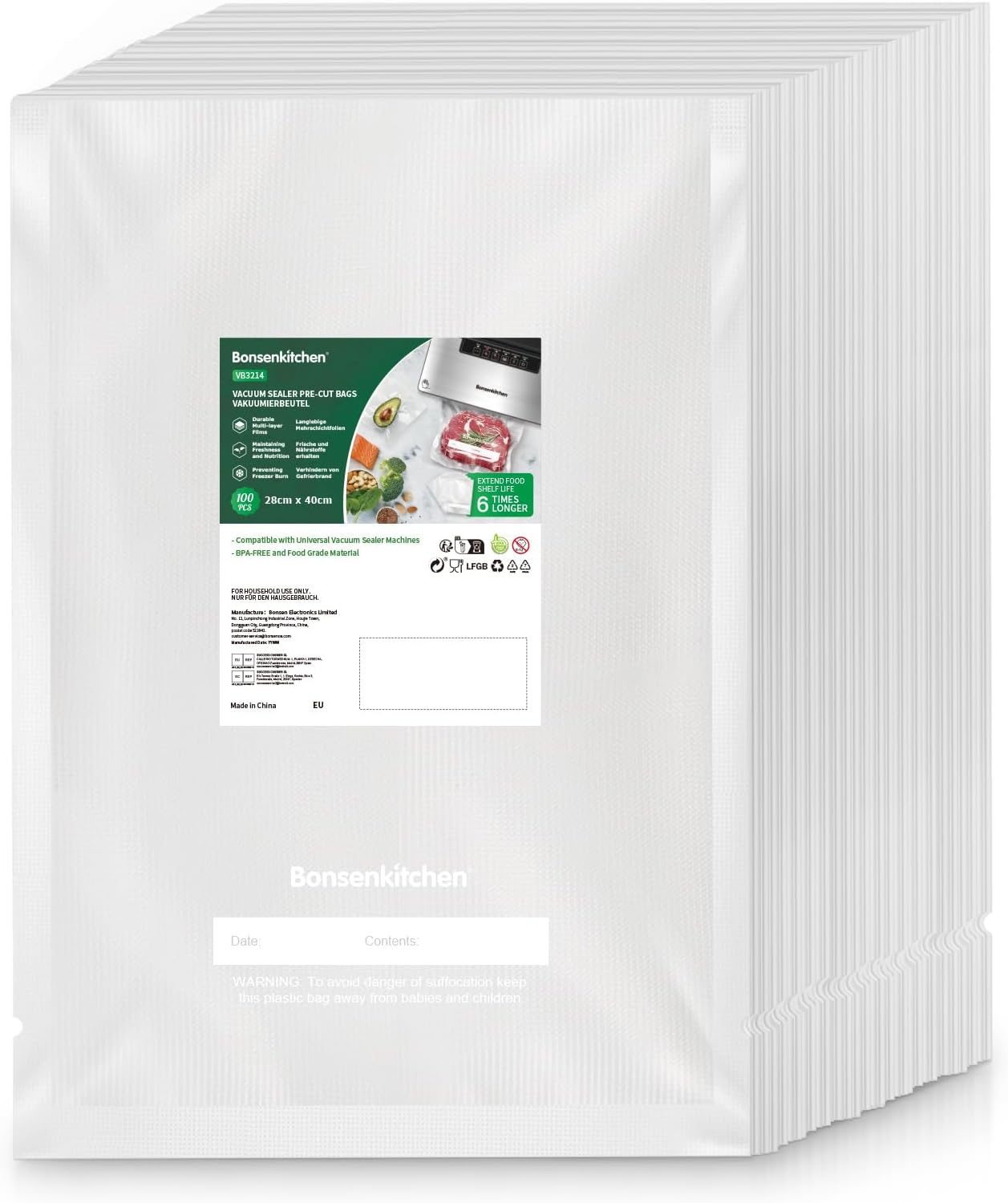 Detalle de Bonsenkitchen Sacs sous vide 28 x 40 cm