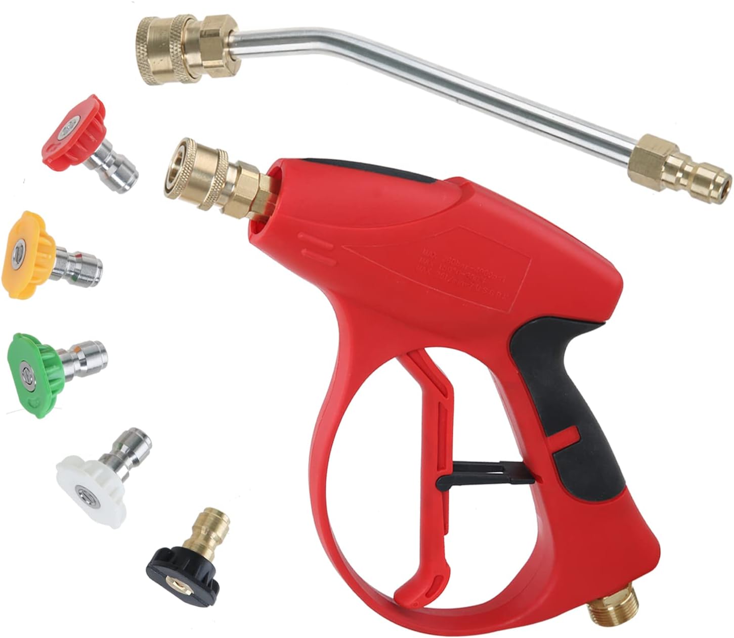Detalle de Sooprinse Short Pressure Washer Gun 3000 PSI with 7-Inch Curved Wand and 5 Nozzle Tips
