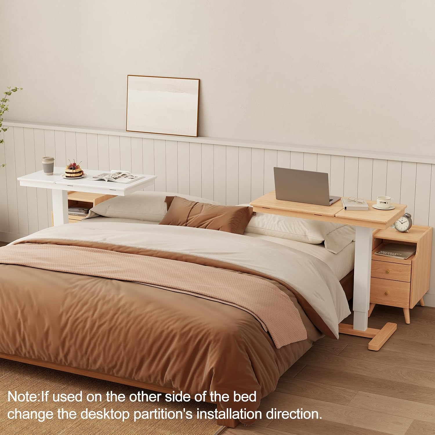 Thumbnail 6 de Muwuele Solid Wood Overbed Table with Wheels