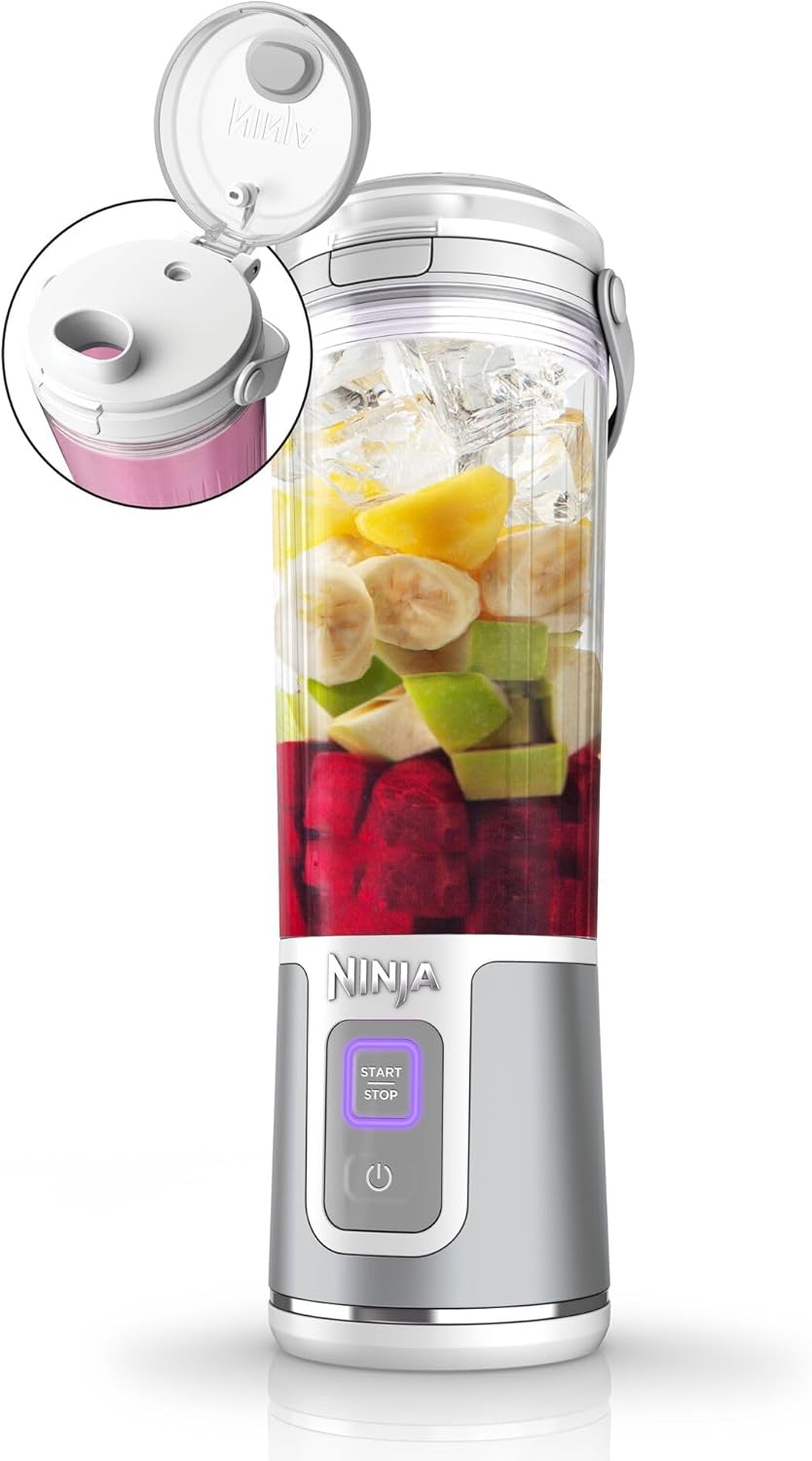 Detalle de Ninja Blast Tragbarer Mixer & Smoothie Maker BC151EUBK – 530 ml, kabellos, USB-C, zerkleinert Eis & gefrorenes Obst