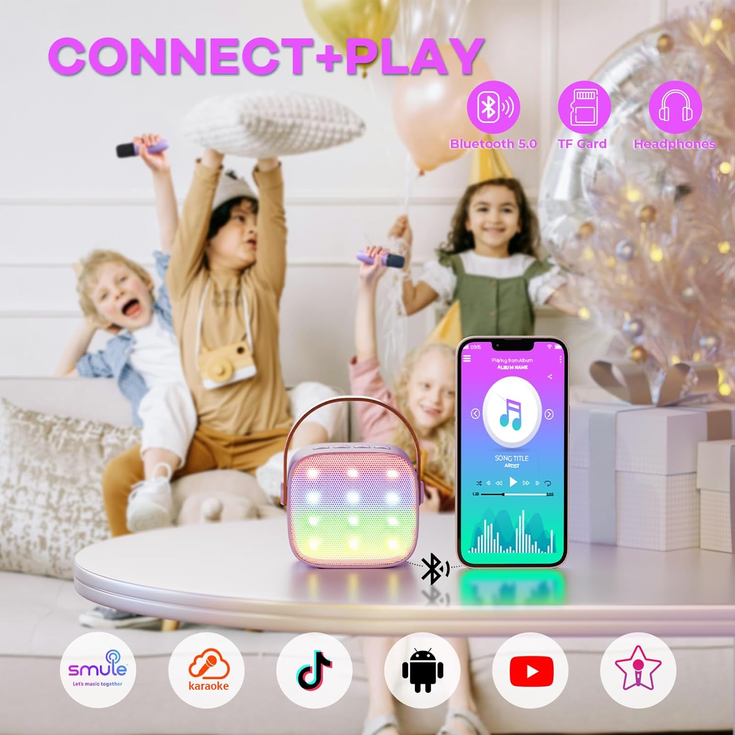 Detalle 2 de YLL Mini Karaoke Machine with 2 Wireless Mics 🎤