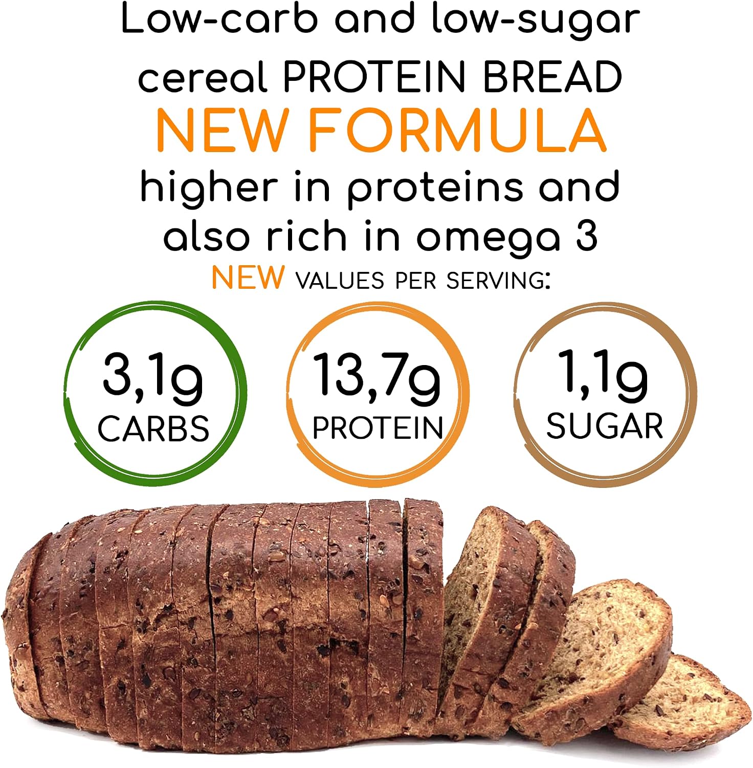 Detalle de Pan de cereales proteico Line@ 🥖 30% de proteína, bajo en azúcar