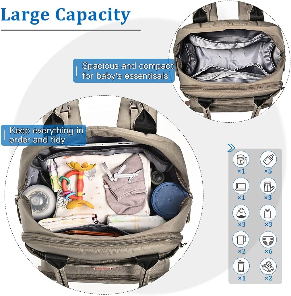 Thumbnail 6 de Dikaslon Sac à Langer à Dos grand format avec 18 poches et tapis à langer