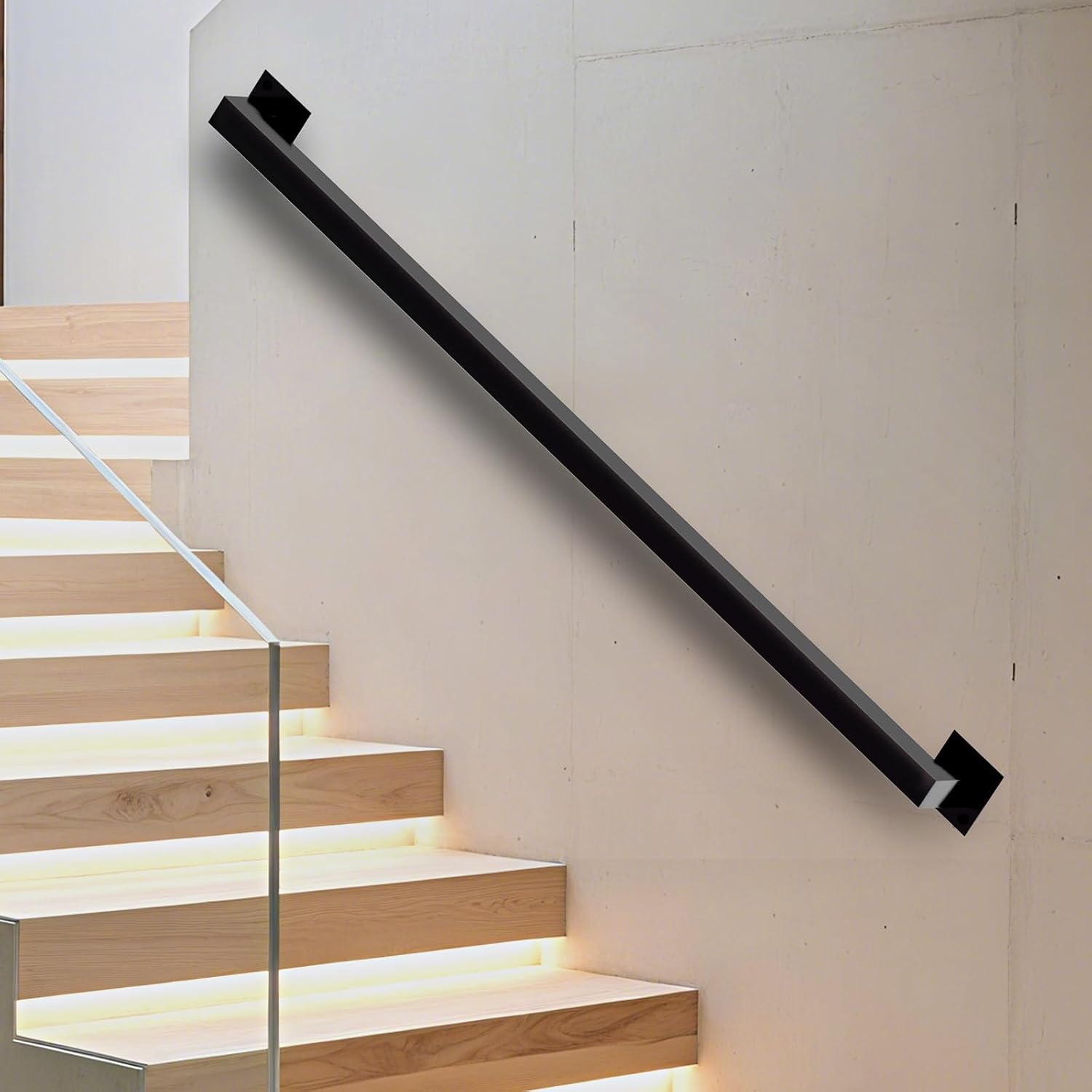 Detalle de VZNEK FGFS 5FT Stair Handrail, Black Iron, Wall-Mounted, 500 lb Capacity
