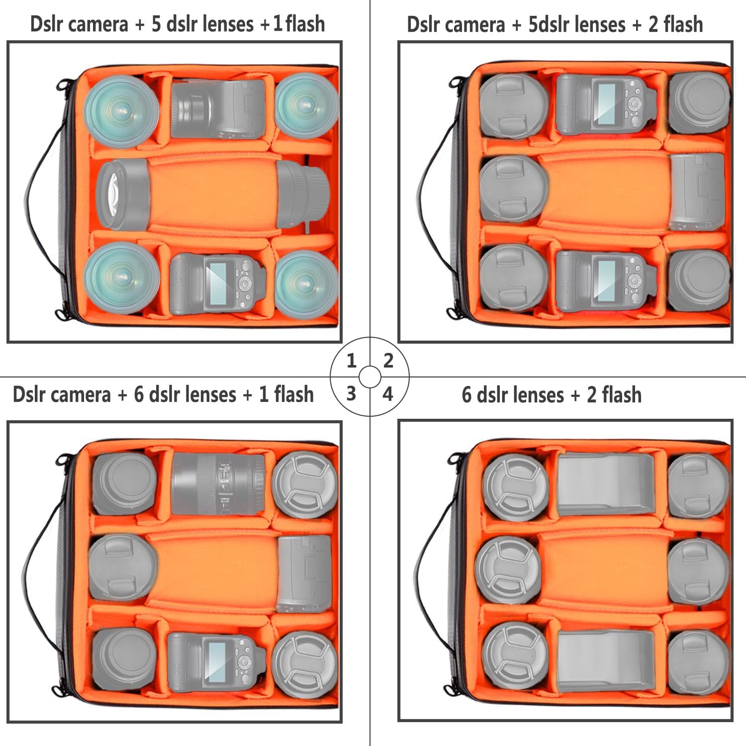 Detalle 2 de NEEWER inserto divisorio imbottito impermeabile antiurto per borsa fotocamera SLR/DSLR e mirrorless