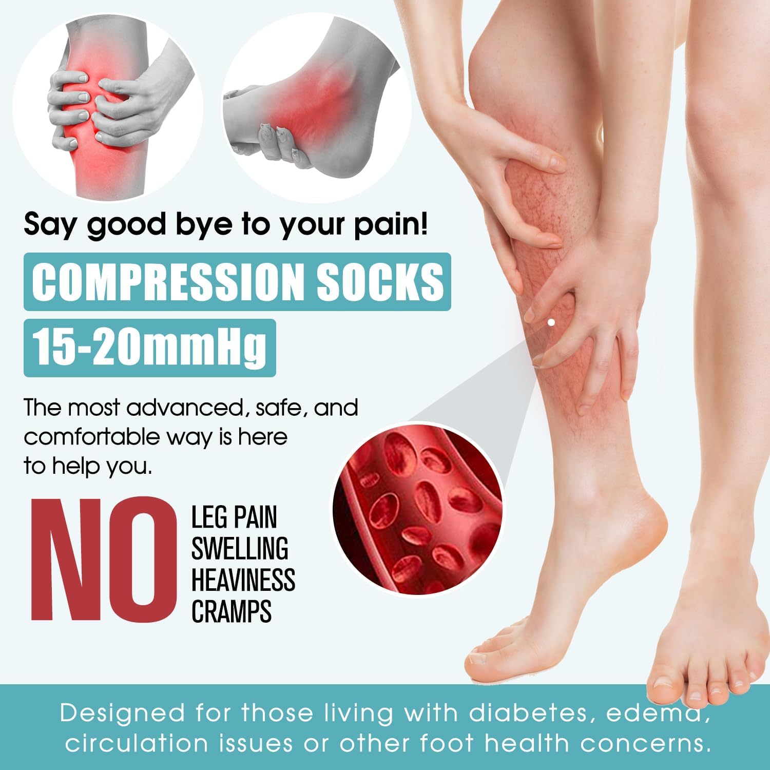 Detalle de Laite Hebe Compression Socks for Women & Men — Graduated Support, 6 Pairs