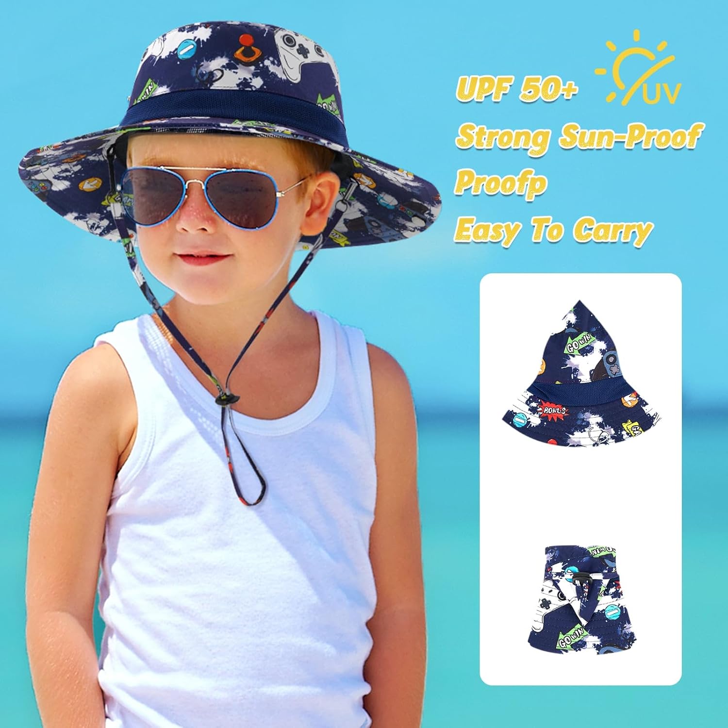 Thumbnail 3 de WAWSAM Kids Sun Hat: Adjustable Unicorn Bucket Hat with UV Protection for Girls