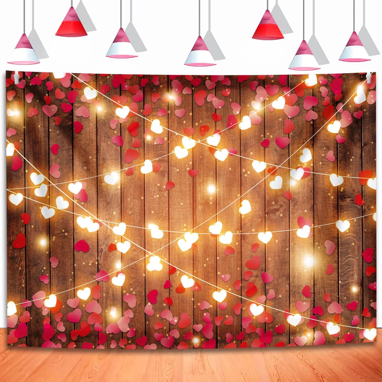 Thumbnail 3 de BINQOO 7x5ft Red Love Heart Photography Backdrop