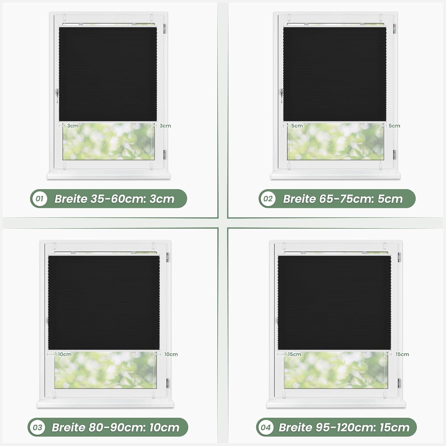 Thumbnail 4 de Zarnan Plissee ohne Bohren Blickdicht UV-Schutz & Lichtfilterung 80x200 cm (Klemmfix, Easyfix)