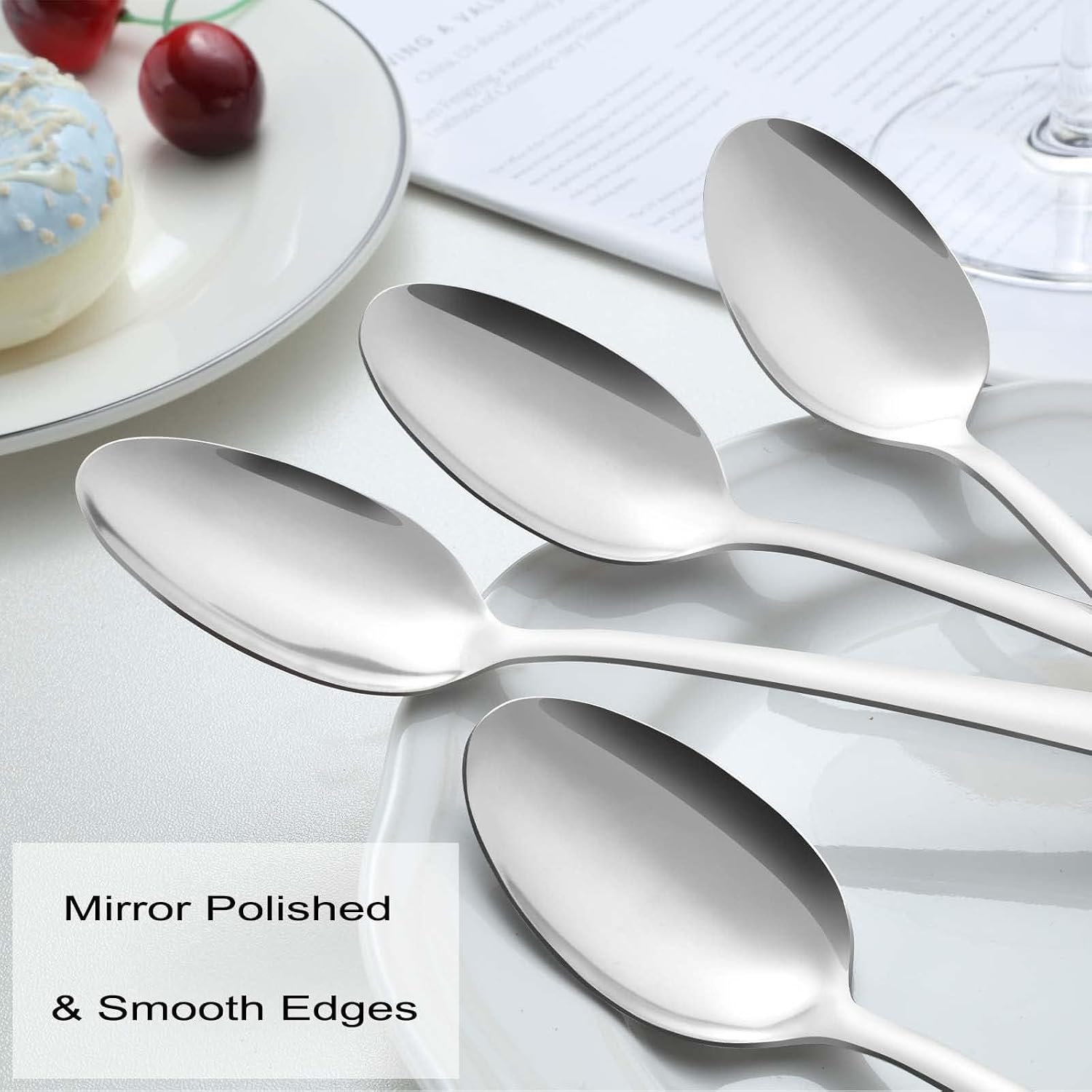 Detalle de Pleafind 1374 Dinner Spoons, 36-Piece Stainless Steel Set, 7.4-Inch