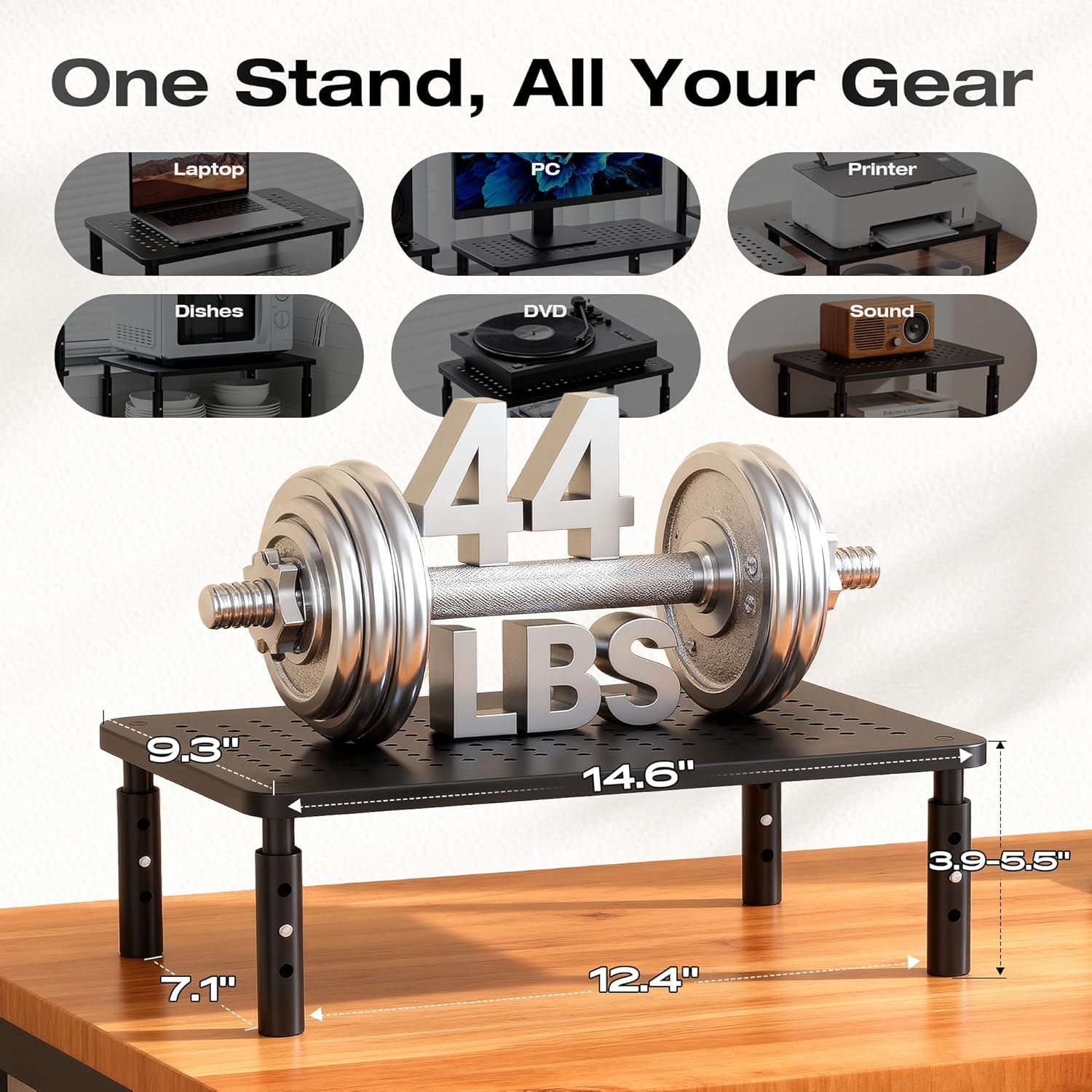 Detalle de Canyora H-ZJ-002 Monitor Stand Riser, 3 Heights, 2-Pack, 14.6" x 9.3