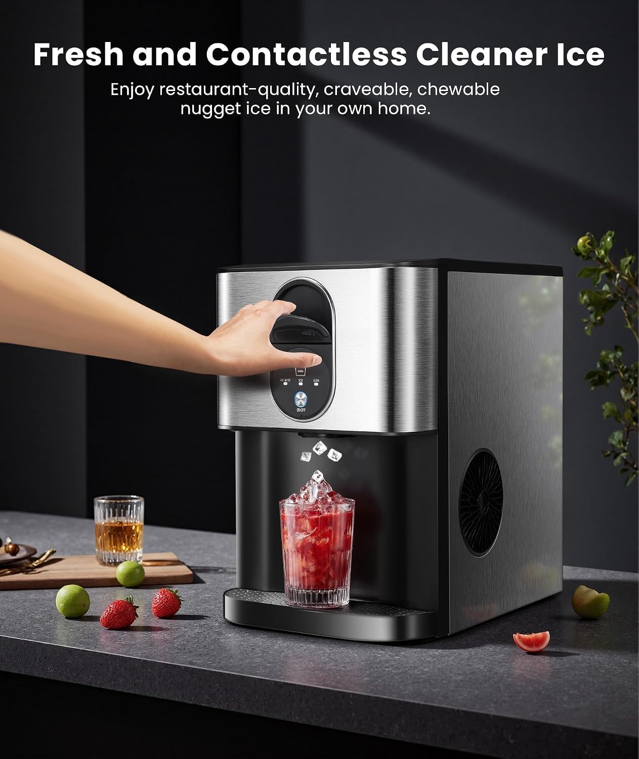 Detalle de COWSAR HZB-20DN Countertop Nugget Ice Maker with Dispenser, 44 lb Daily Output