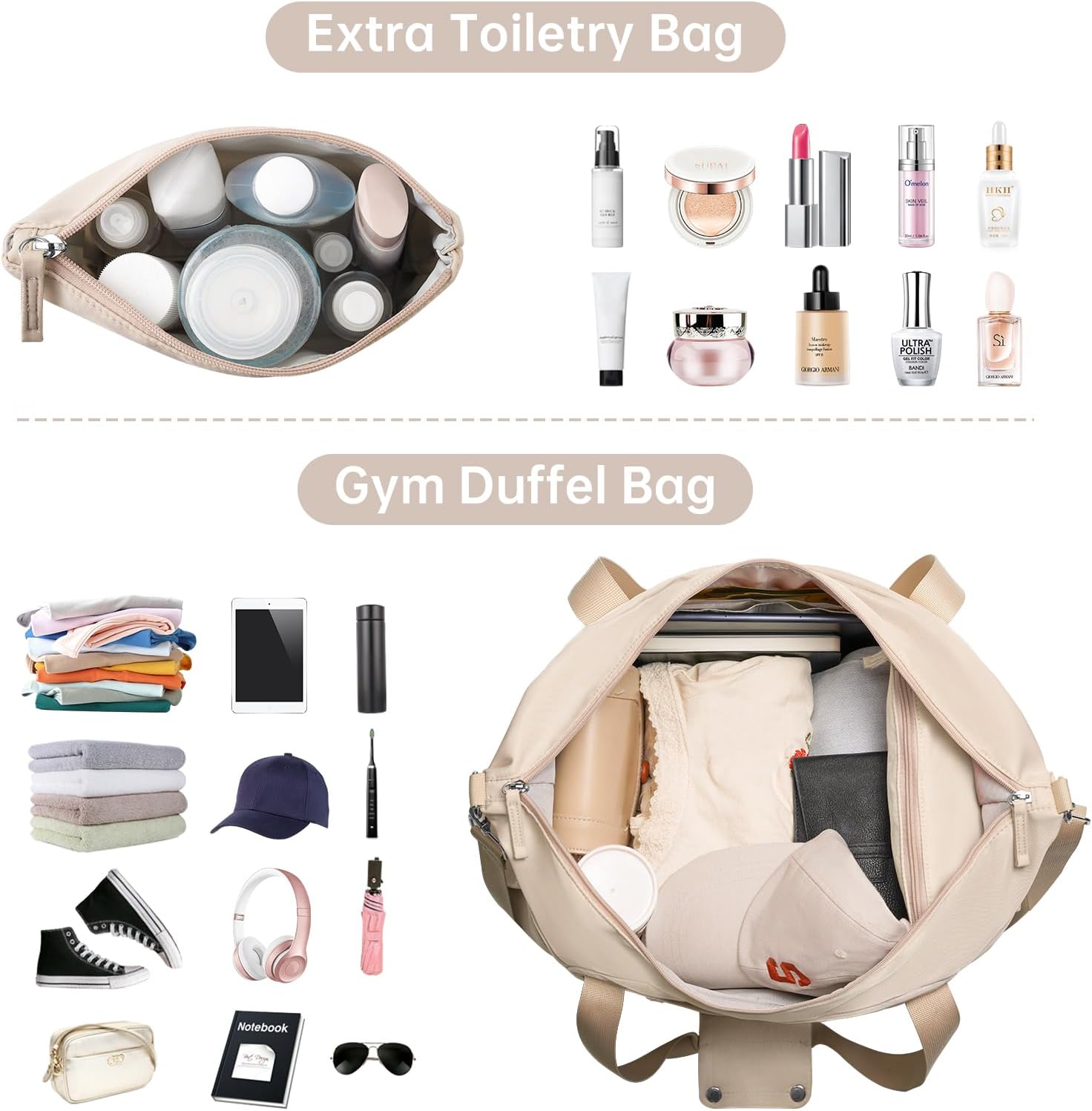 Thumbnail 6 de ETRONIK Gym Bag Womens: Versatile 45x36x20cm Travel Duffel with Wet Pocket, Shoe Compartment and USB Charge