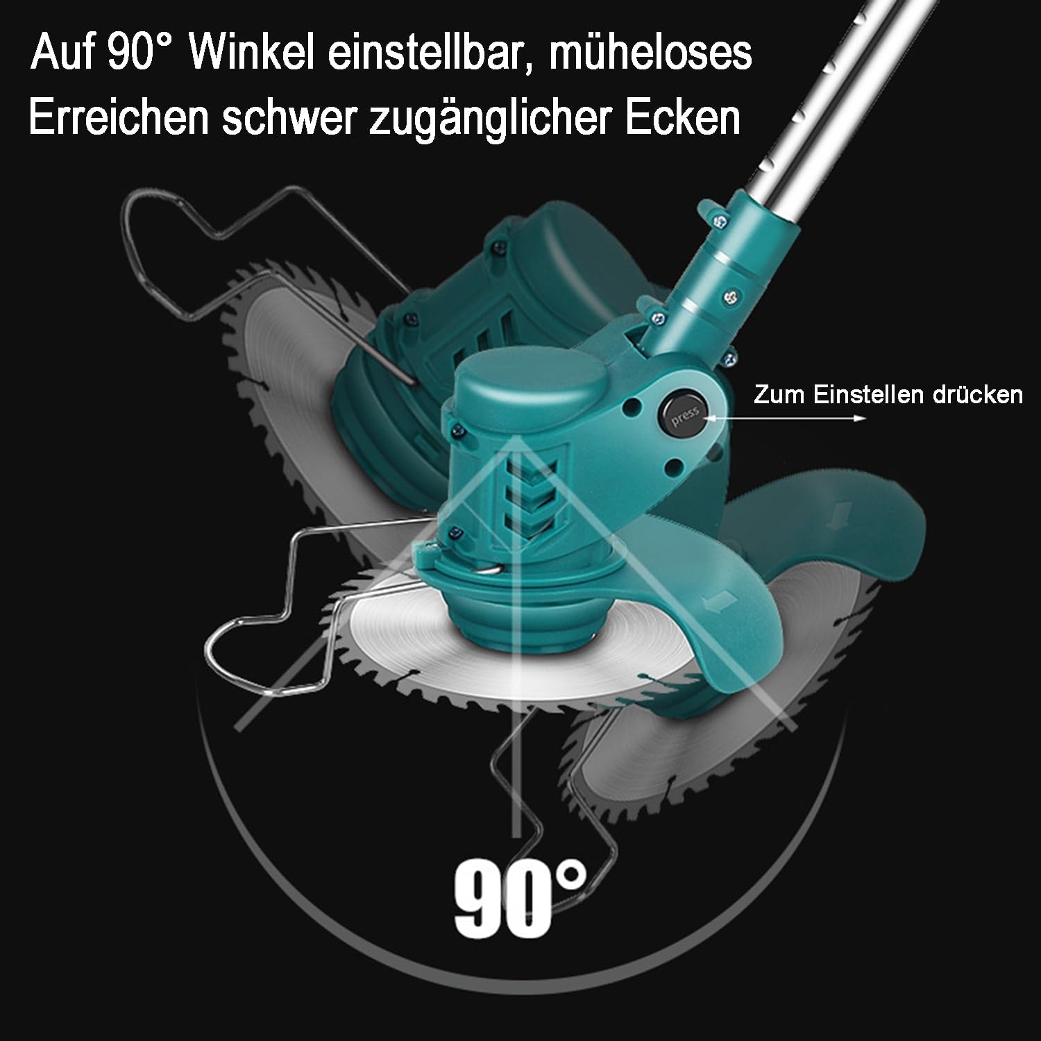 Thumbnail 5 de Akku-Rasentrimmer für Makita-Akkus (21 V) mit 2× 4.000 mAh, Ladegerät und 90°-Drehkopf