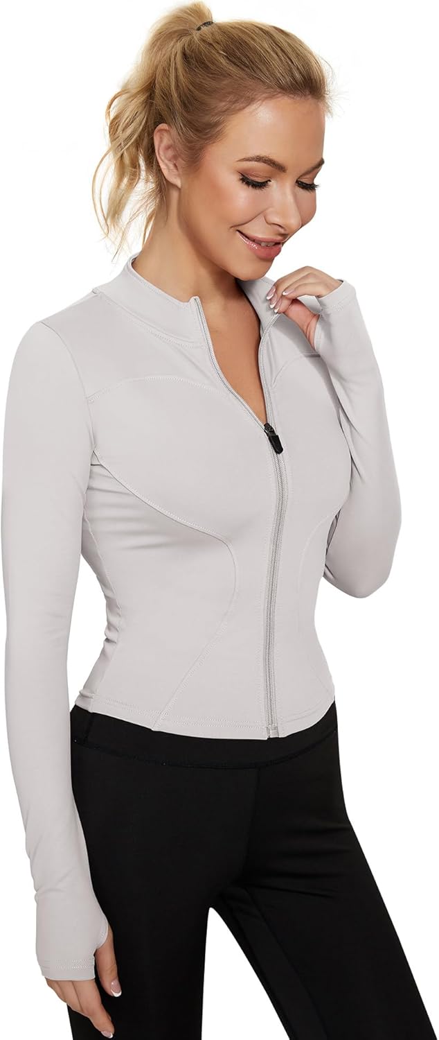 Thumbnail 1 de IECCP Damen Gym Top Langarm mit Halbem Reißverschluss & Daumenloch – Sportshirt für Yoga, Fitness & Lauftraining
