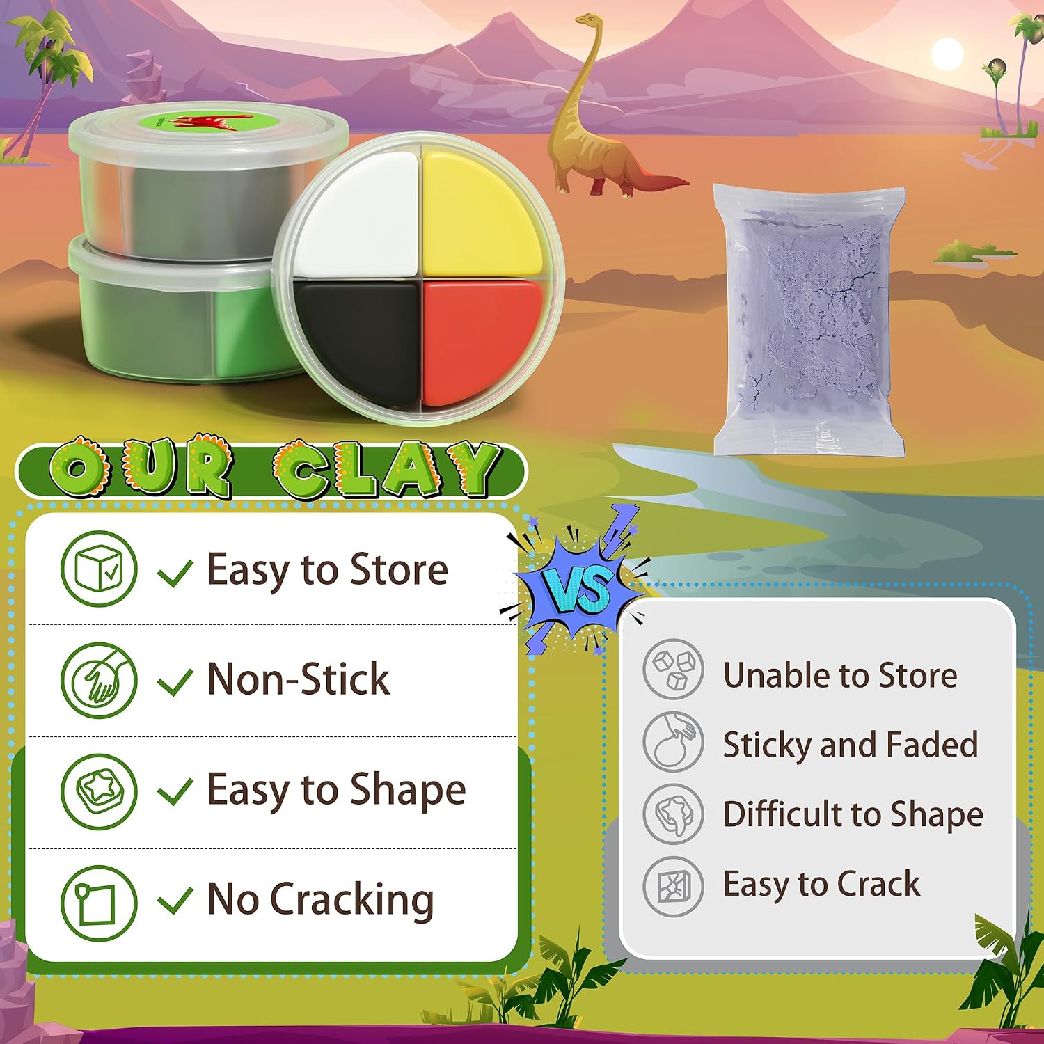 Detalle 2 de Aestd-ST LKL101 Air-Dry Clay Kit, Dinosaur Theme, 12 Boxes and 4 Tools