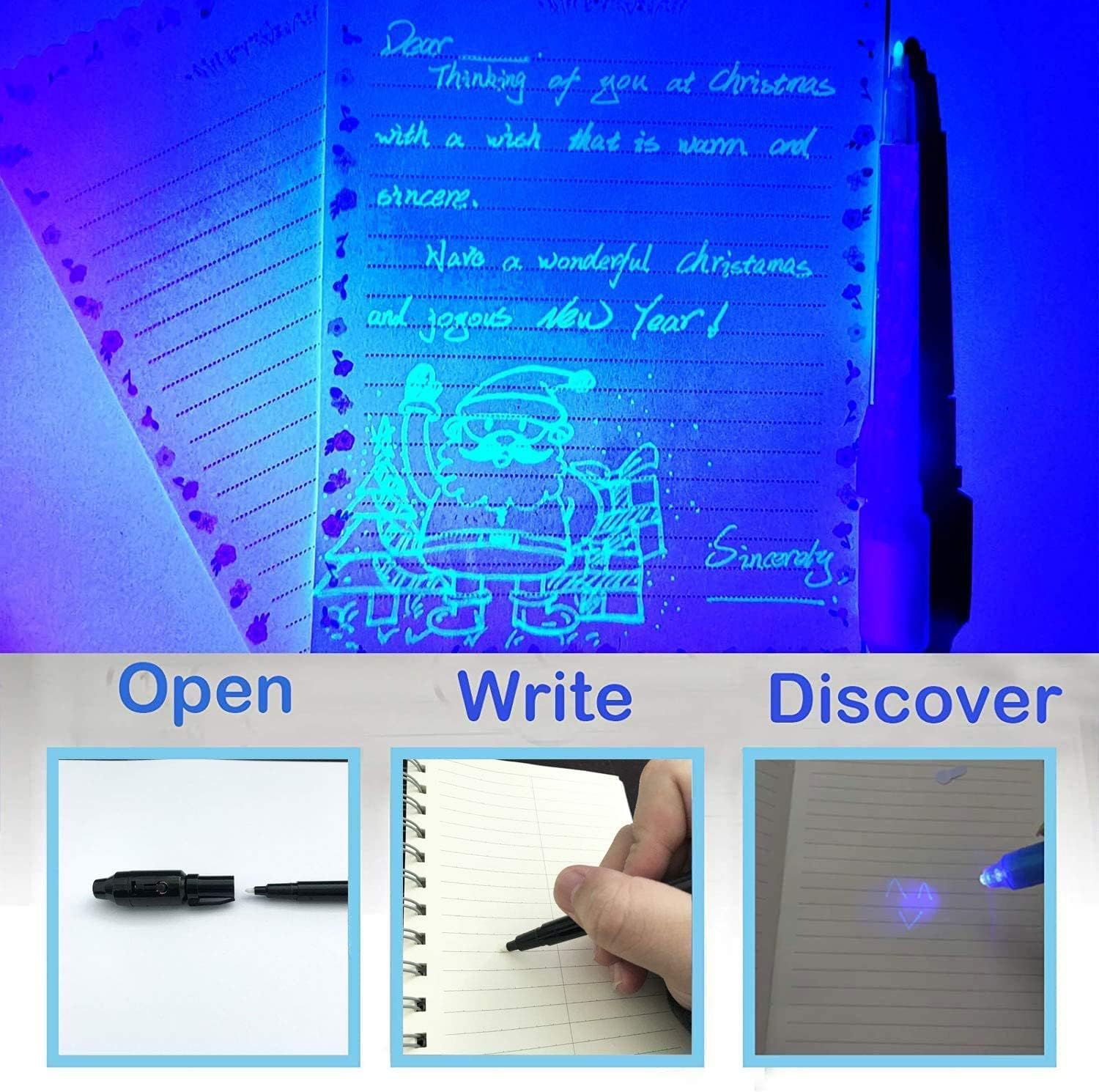 Detalle 2 de Invisible Ink Pens with UV Lights, 14-Pack