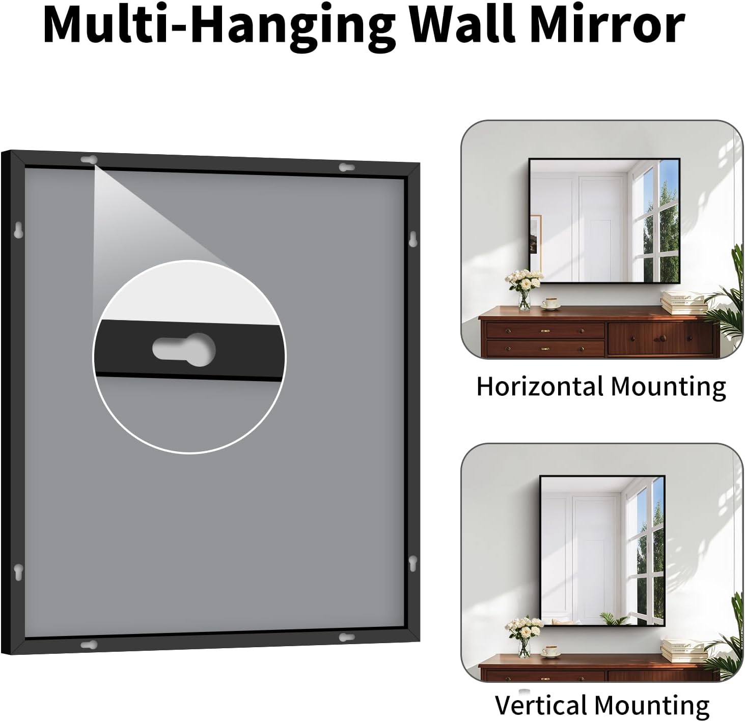 Thumbnail 6 de Koonmi Black Framed Bathroom Mirror — 30x36, Shatterproof Tempered Glass with Matte Aluminum Frame