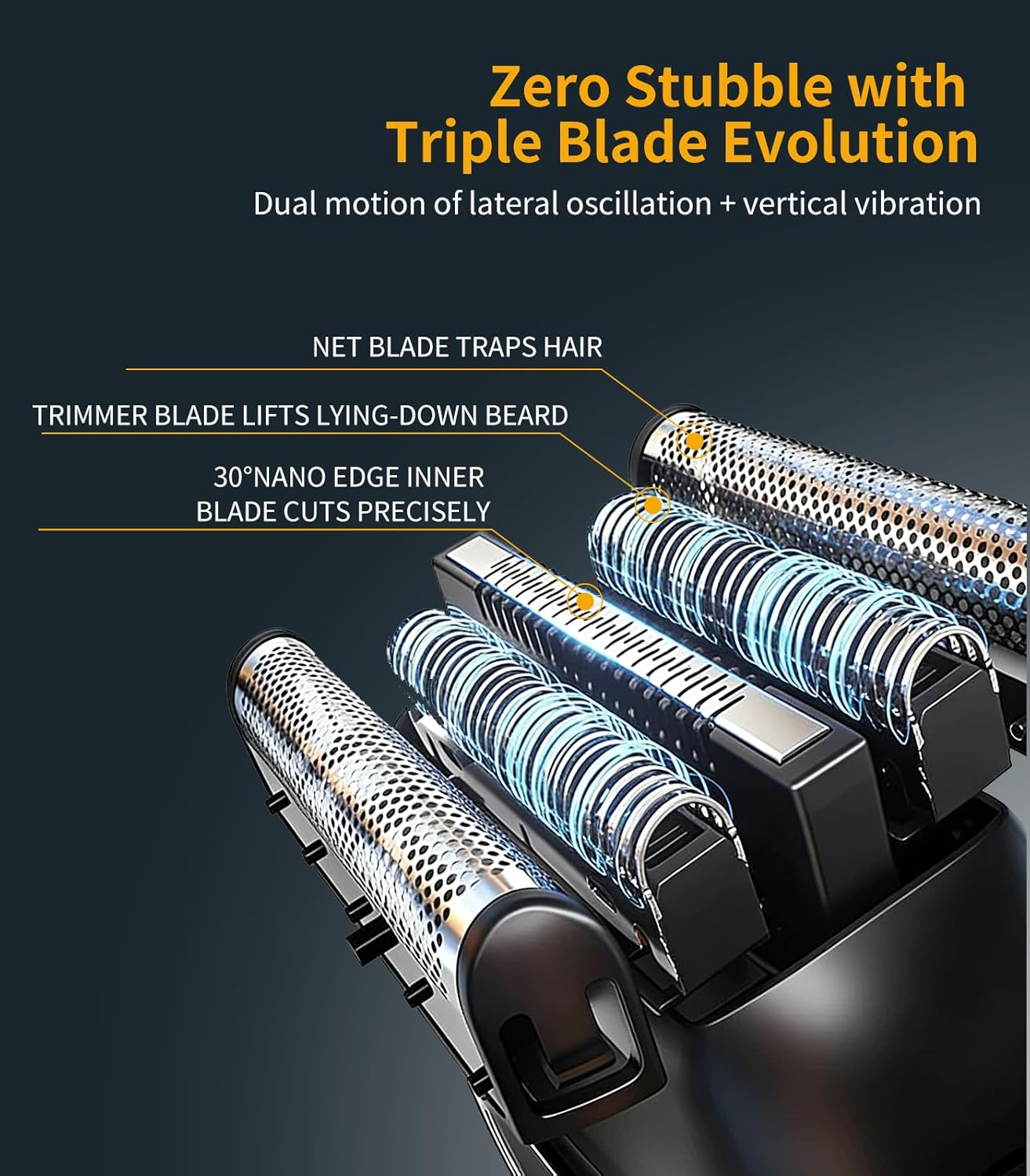 Detalle de Electric Razor for Men: Foil Shaver with 3 Floating Blades