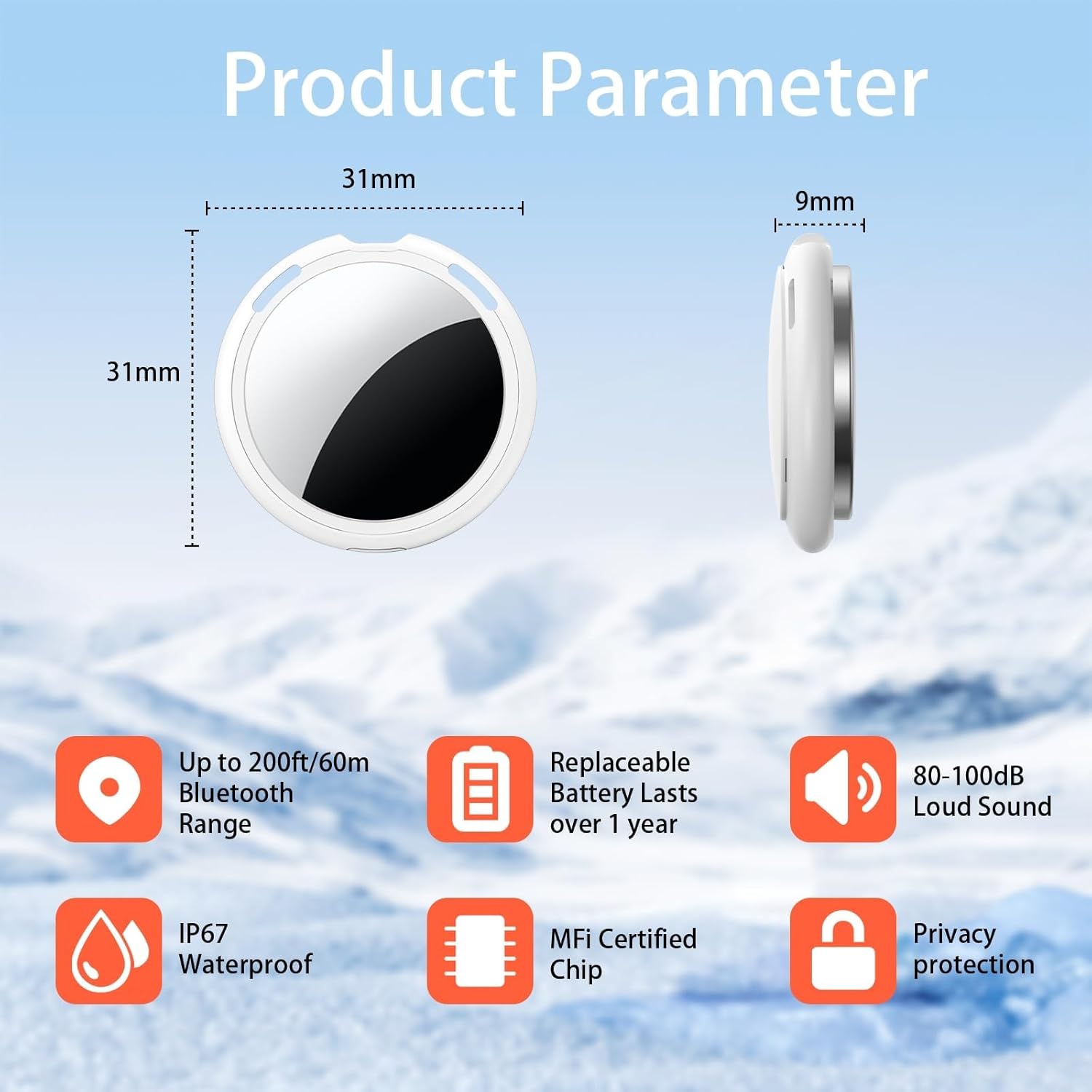 Thumbnail 6 de 2-Pack Tracker Tags (Apple MFi Certified) for Apple Find My — iOS Only Bluetooth Smart Tags