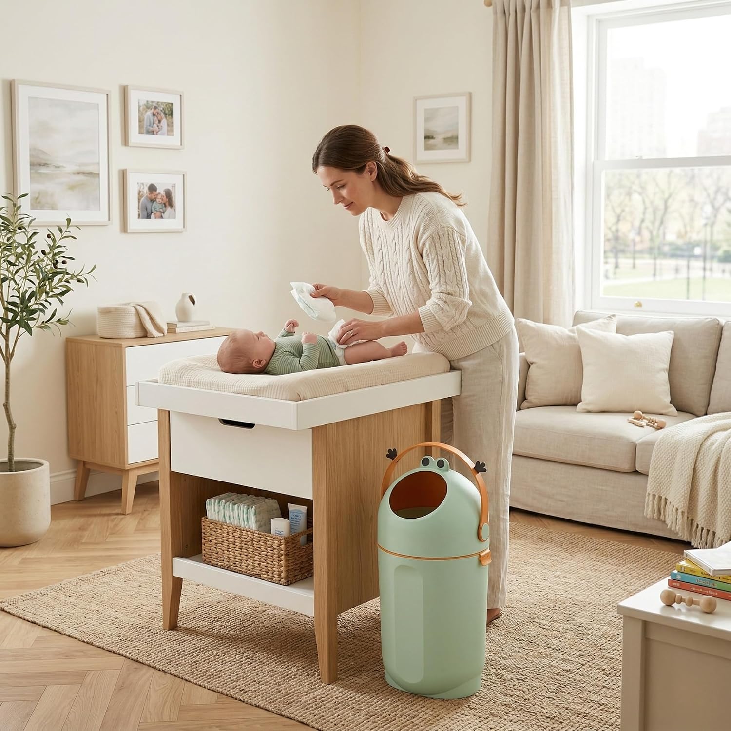 Detalle 2 de P@B PBell Diaper Pail, Grey, 15 L, Odour Lock, Any Standard Trash Bag