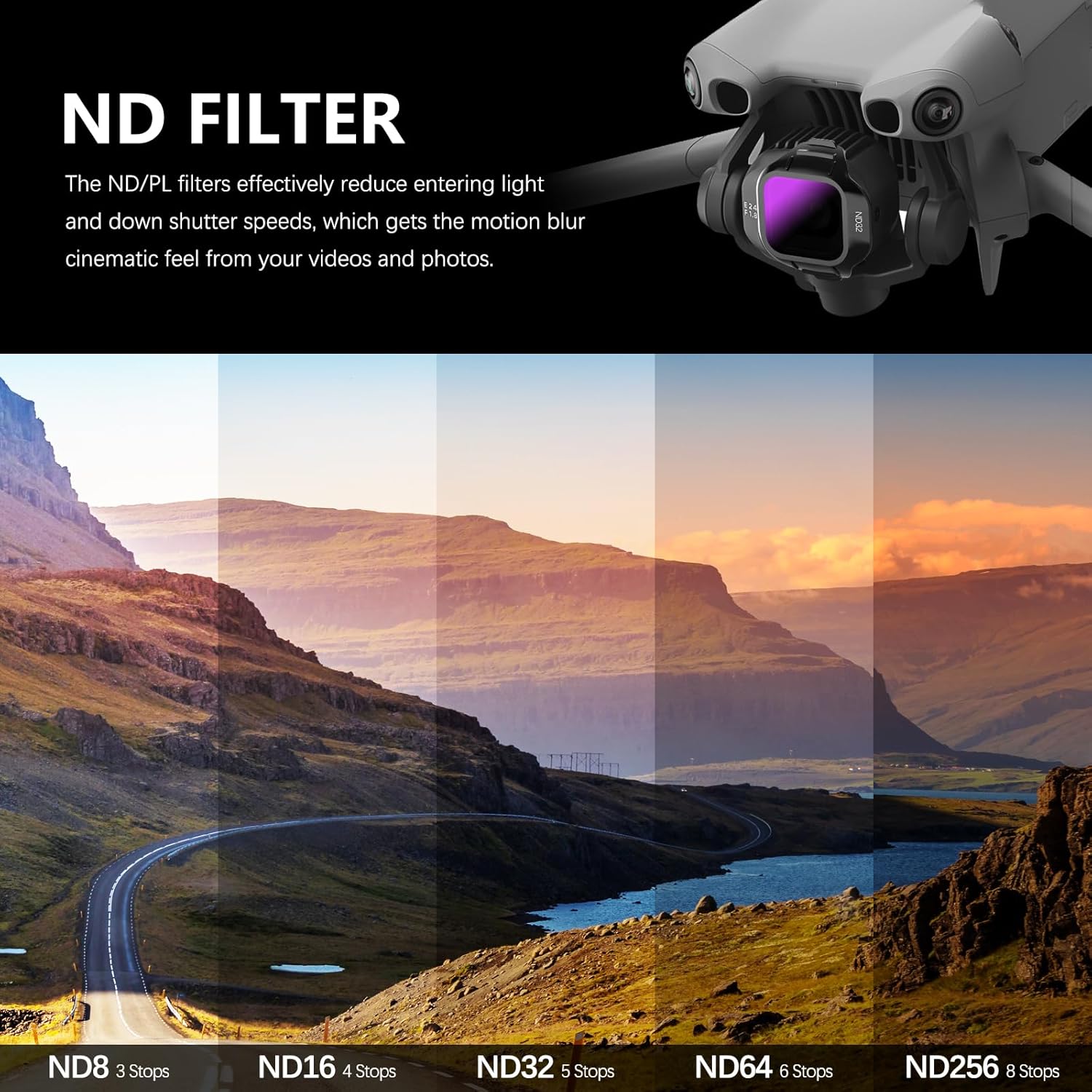Thumbnail 3 de FPVtosky ND & CPL Filter-Set kompatibel mit DJI Mini 5 Pro (6er-Pack: CPL, ND8/16/32/64/256)