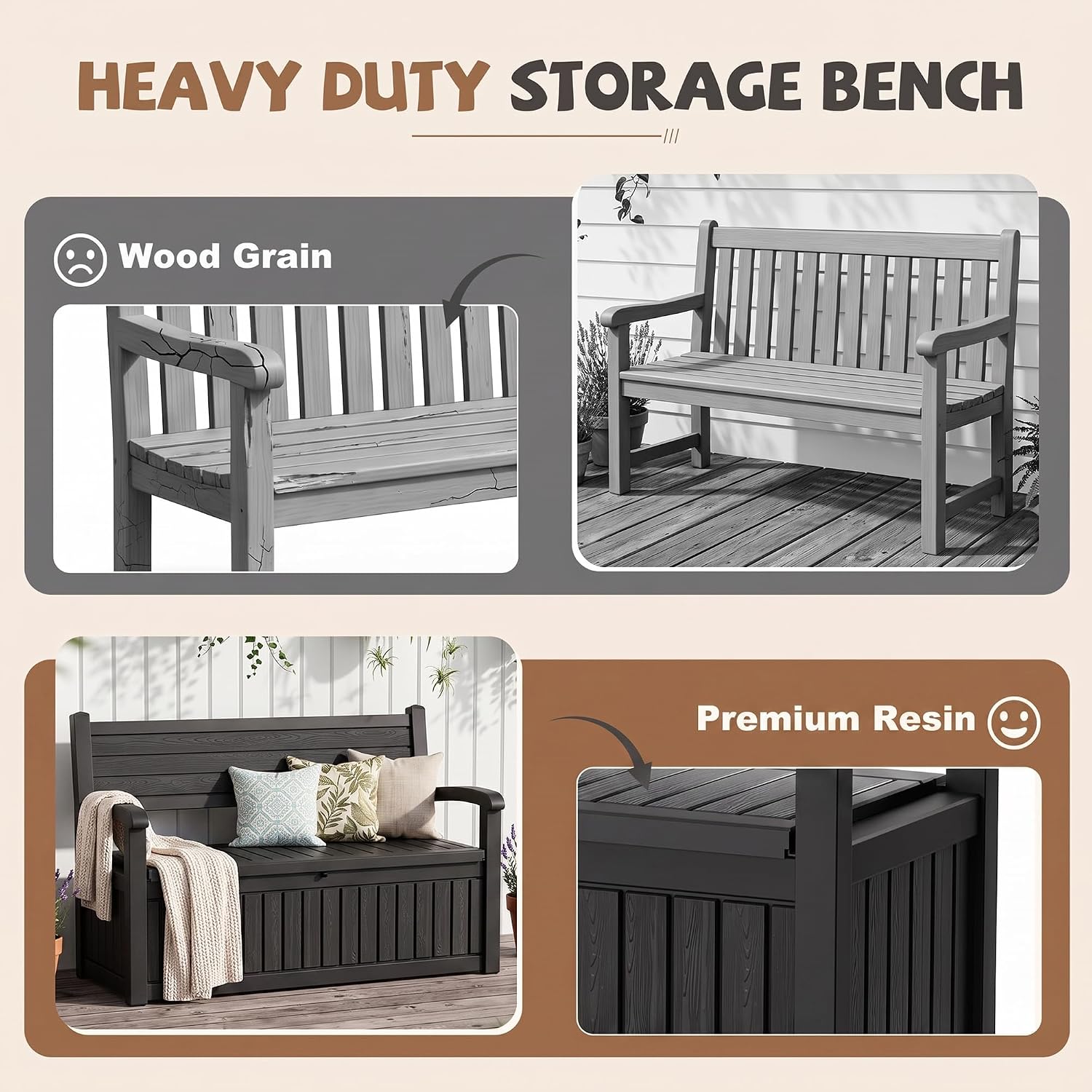 Detalle de EFU Outdoor Storage Bench 120 Gallon